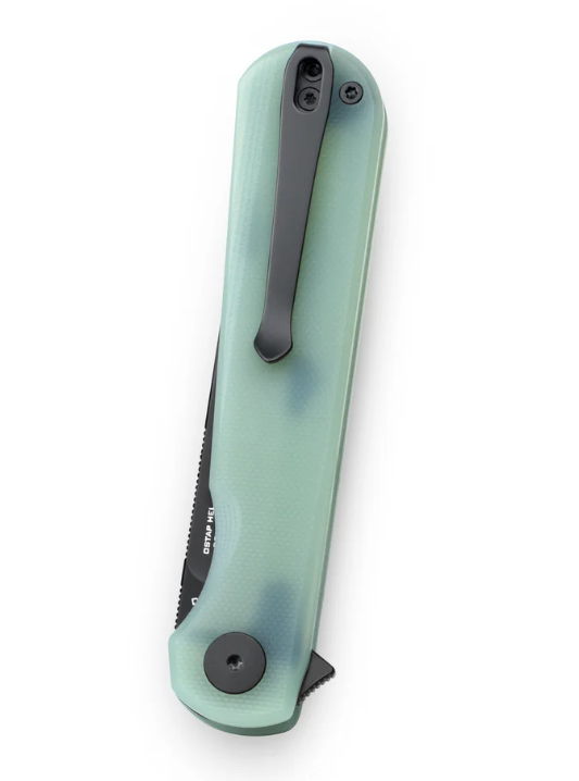 Bestechman Flick Folding Knife Jade G-10 3.49 Inch Black PVD D2 Blade BMK13E View 1