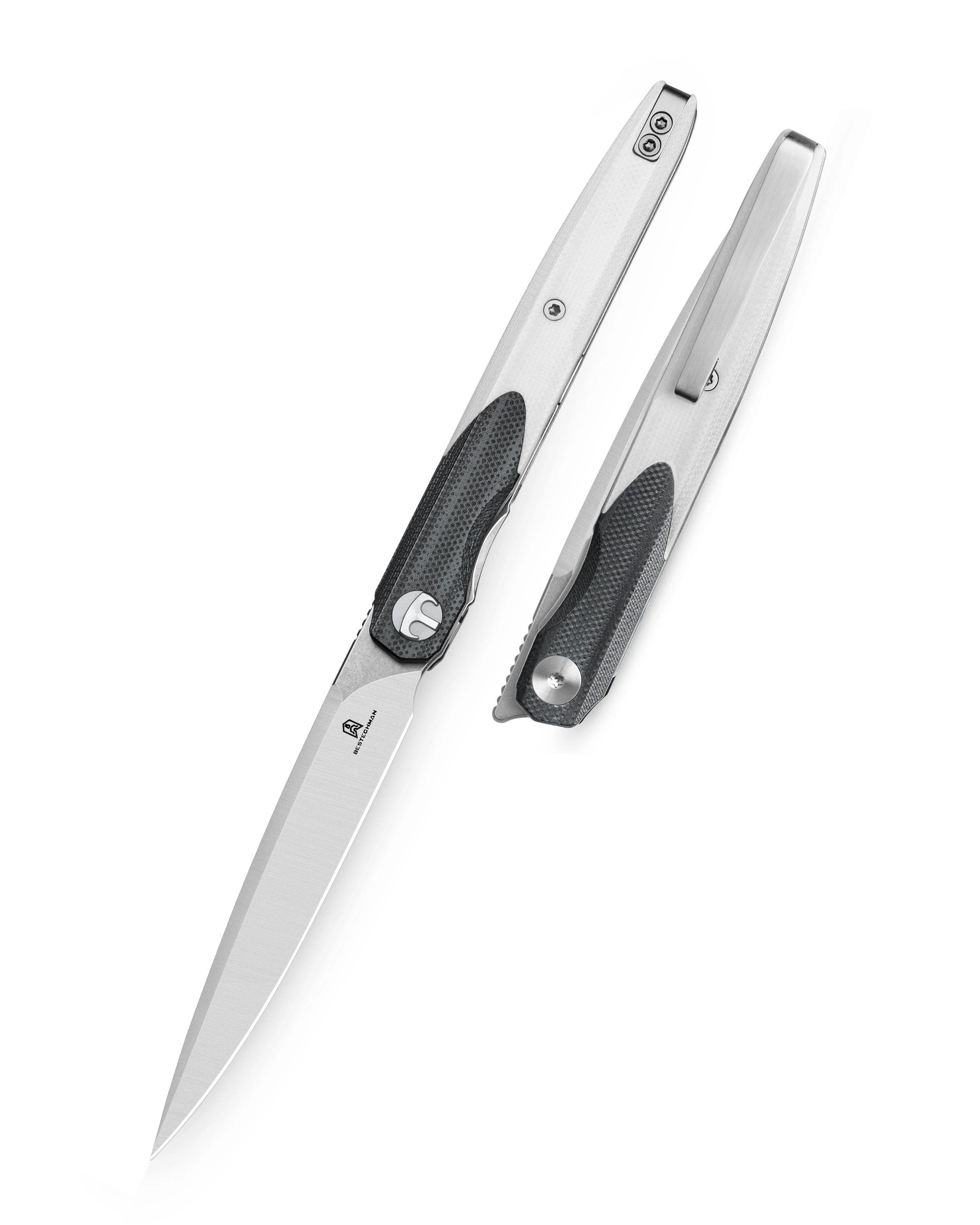 Bestech Knives Bestchman Lanza Black-White G10 3.45in Satin-Stonewash Blade BMK14A View 2