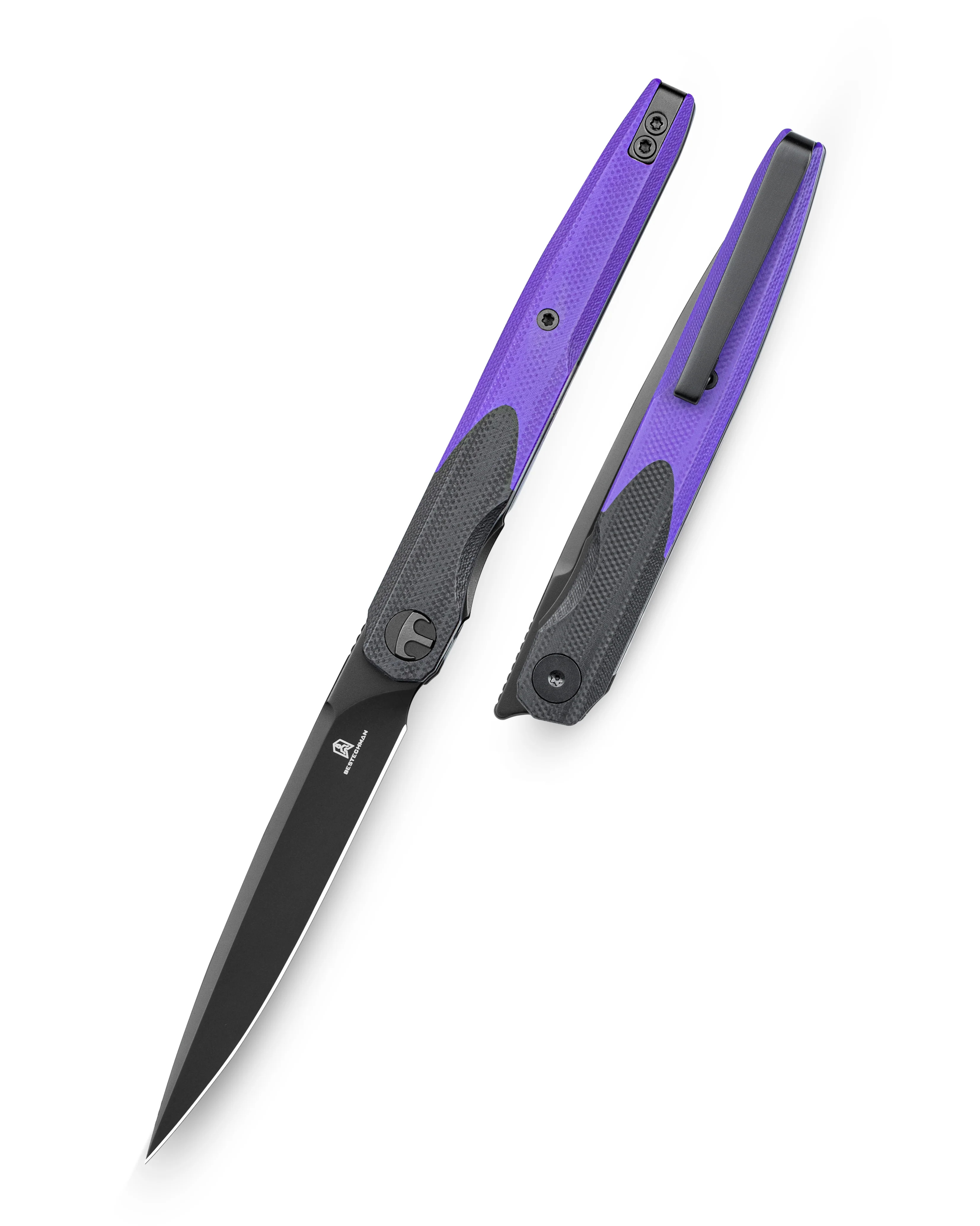 Bestech Knives Bestchman Lanza Black-Purple G10 3.45in Black PVD Blade BMK14E View 2