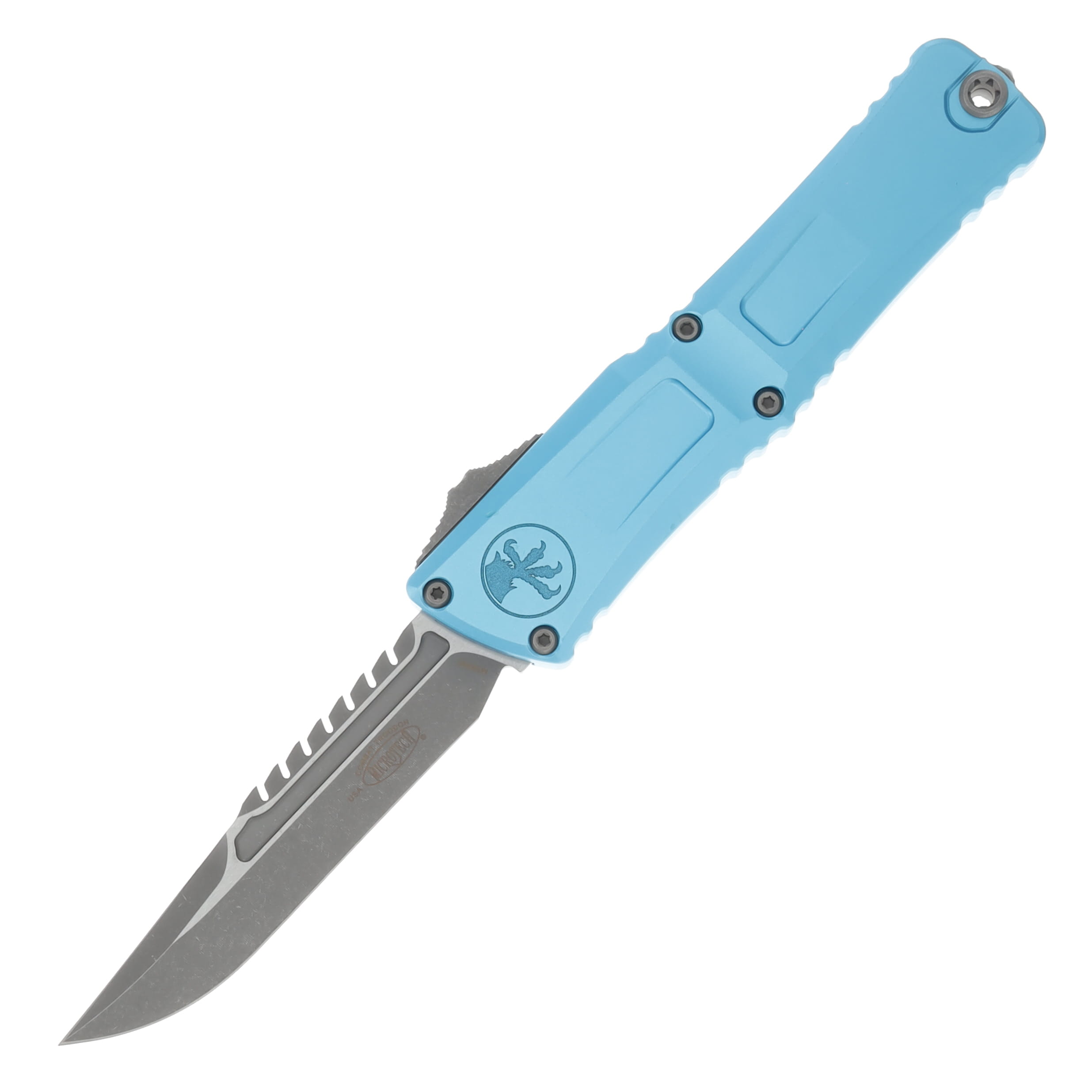 Microtech Combat Troodon Gen III Signature Series Interceptor OTF Automatic Knife Apocalyptic/Turquoise AUMT121710APTQS View 1