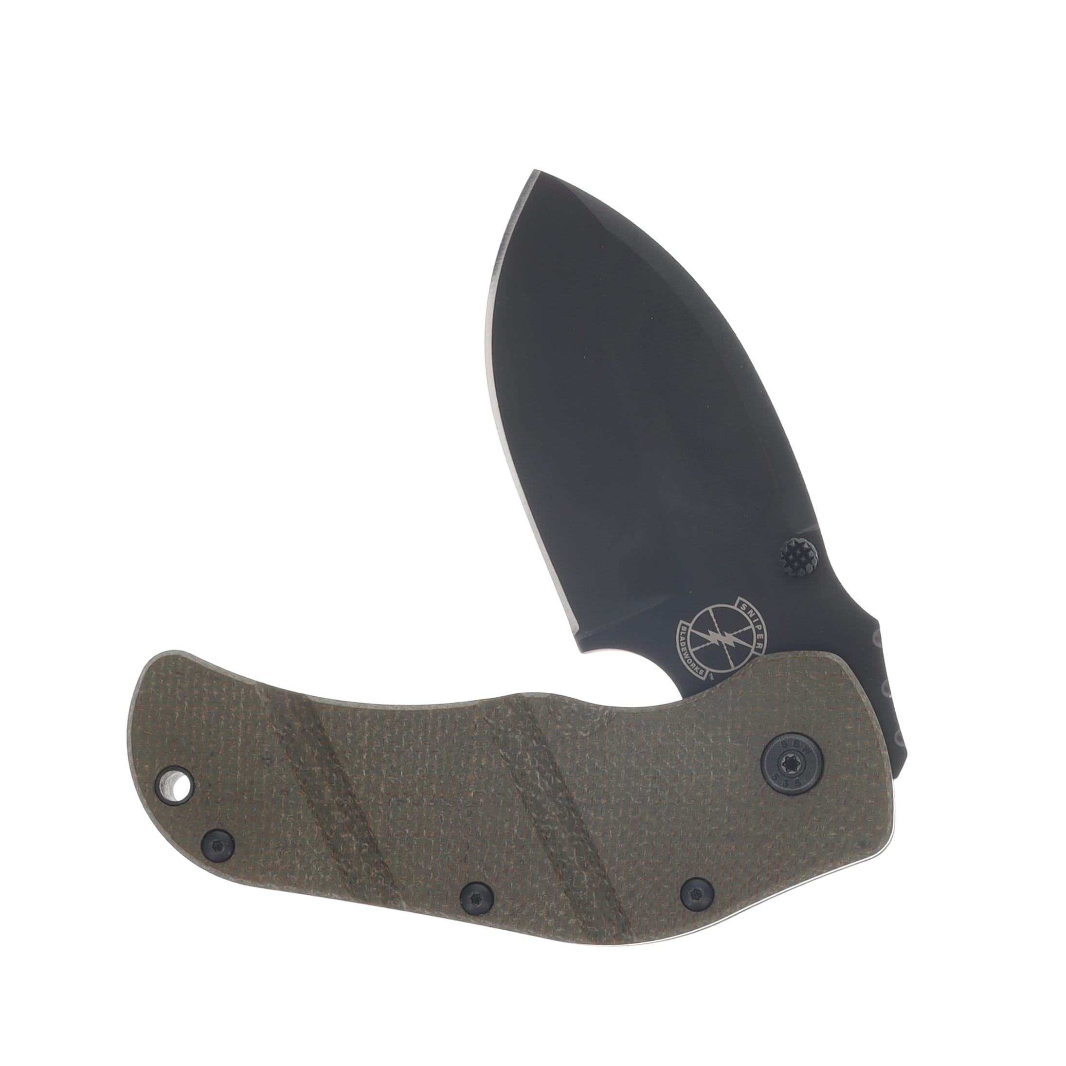 Sniper Bladeworks TOG Folding Knife PVD D2/OD Green Micarta TOGODGBLK View 3