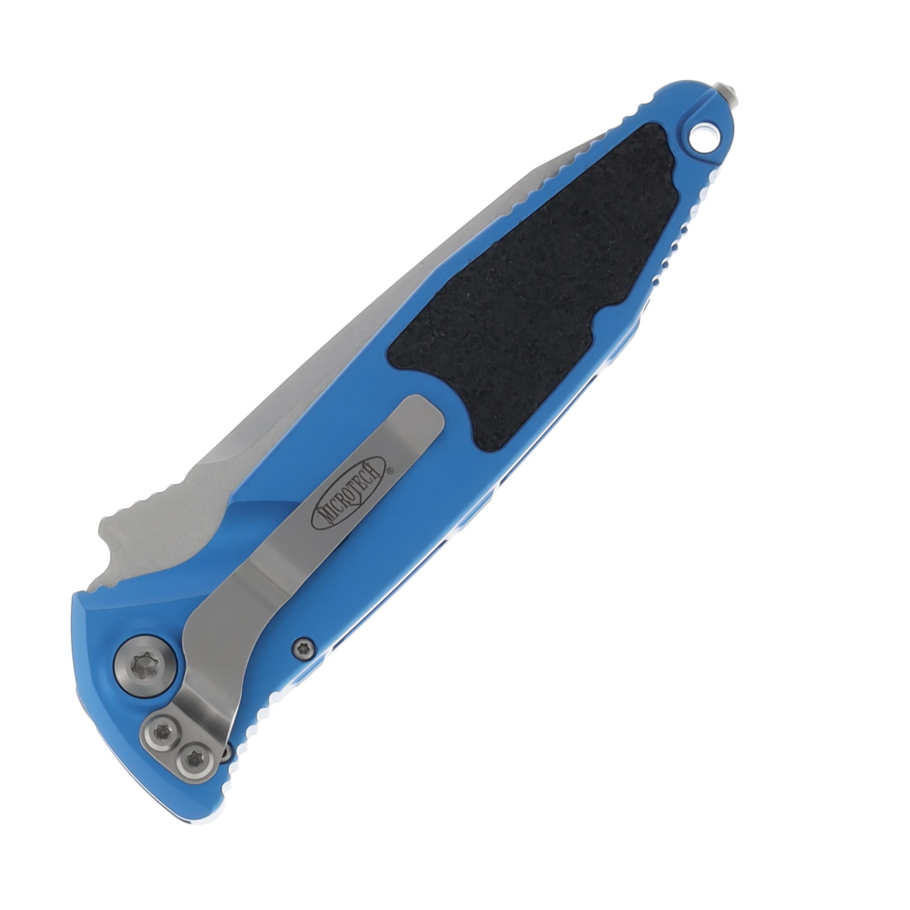 Microtech SOCOM Elite Linerlock Folding Knife Stonewash Tanto/Blue MT161A10BL View 2