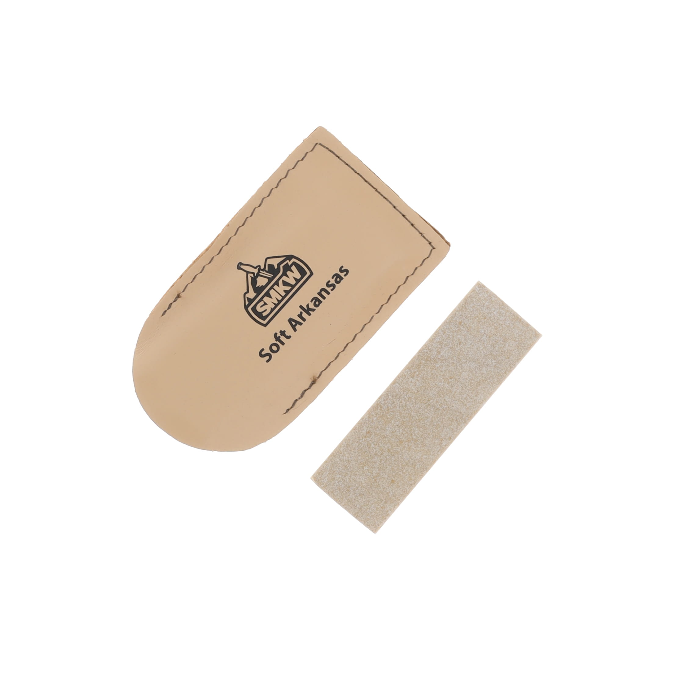 AAPCO Soft Arkansas Pocket Stone in Leather Pouch 3 x 1 x 0.25In AASPS View 1