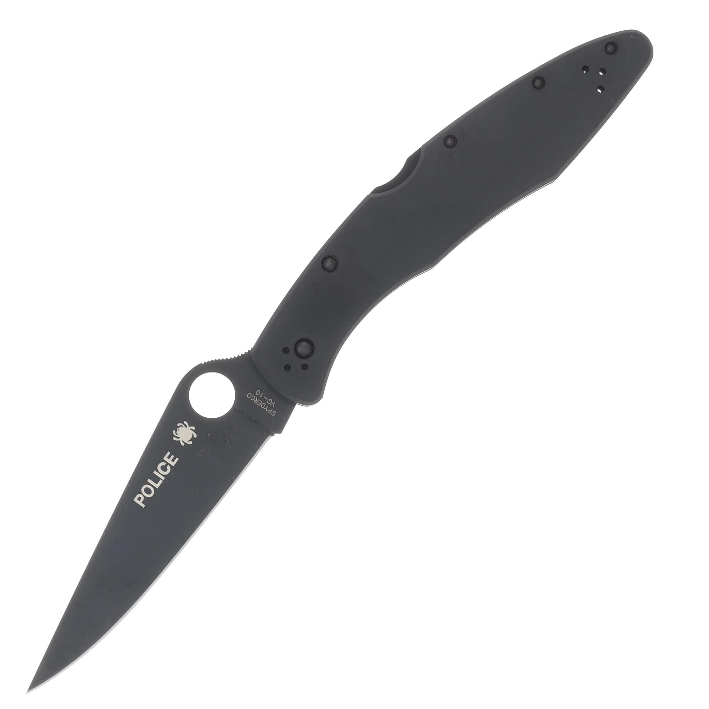Spyderco Police Model Folding Knife 4.2in Plain Black TiCN Clip Point SPC07BKP View 1