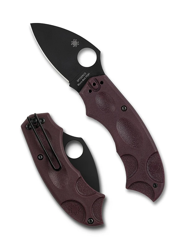 Spyderco Meerkat Lightweight Sprint Run Burgundy 2in Plain Black Leaf SPC64BGBKP View 1
