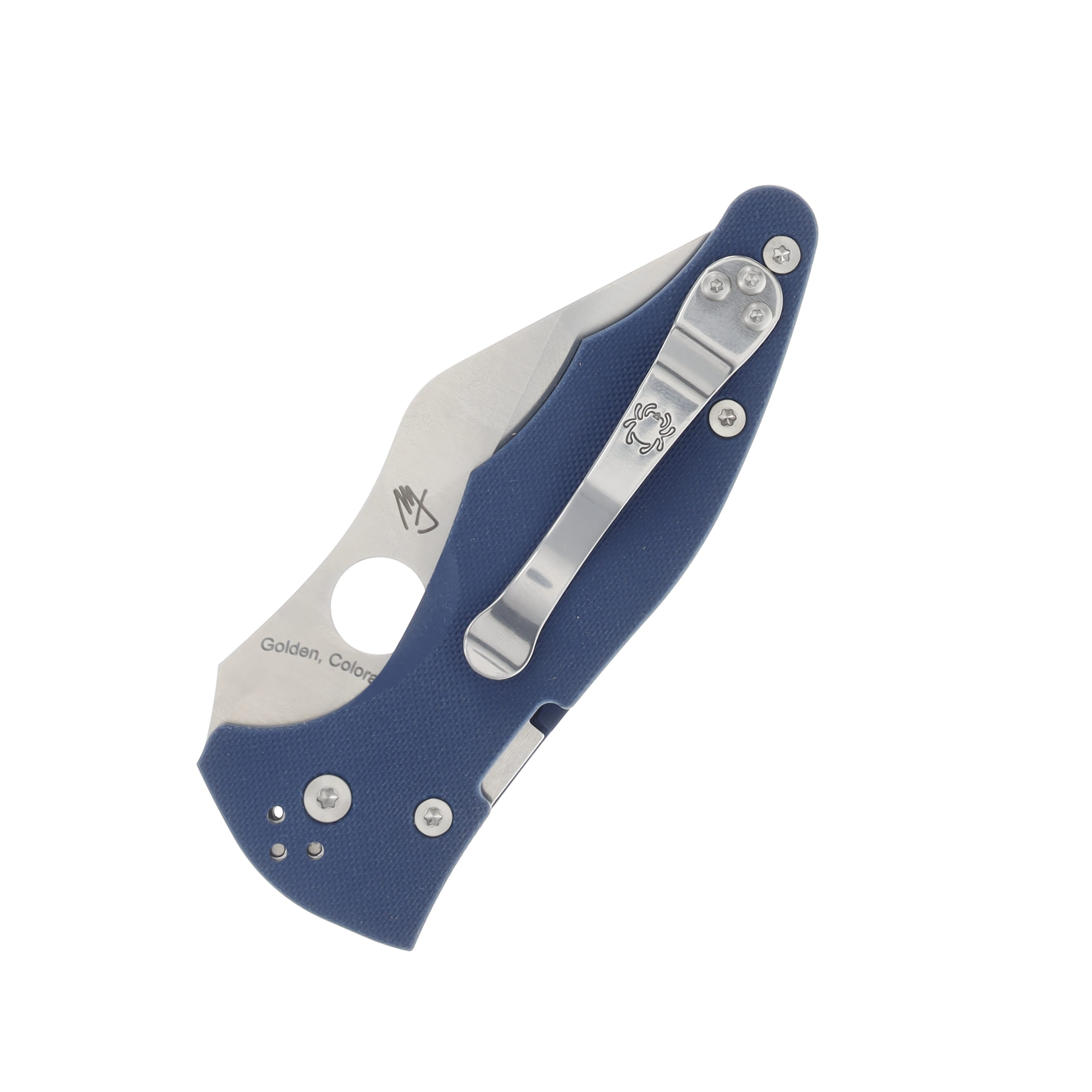 Spyderco Yojimbo 2 Folding Knife Blue 3.2 Inch Plain Satin Wharncliffe SPC85GPCBL2 View 4
