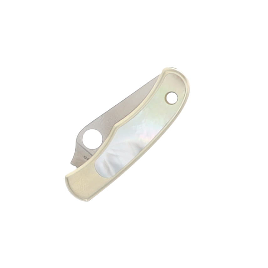 Spyderco Bug Abalone - Nickel 1.25 Inch Plain Satin Clip Point SPC133AP View 4