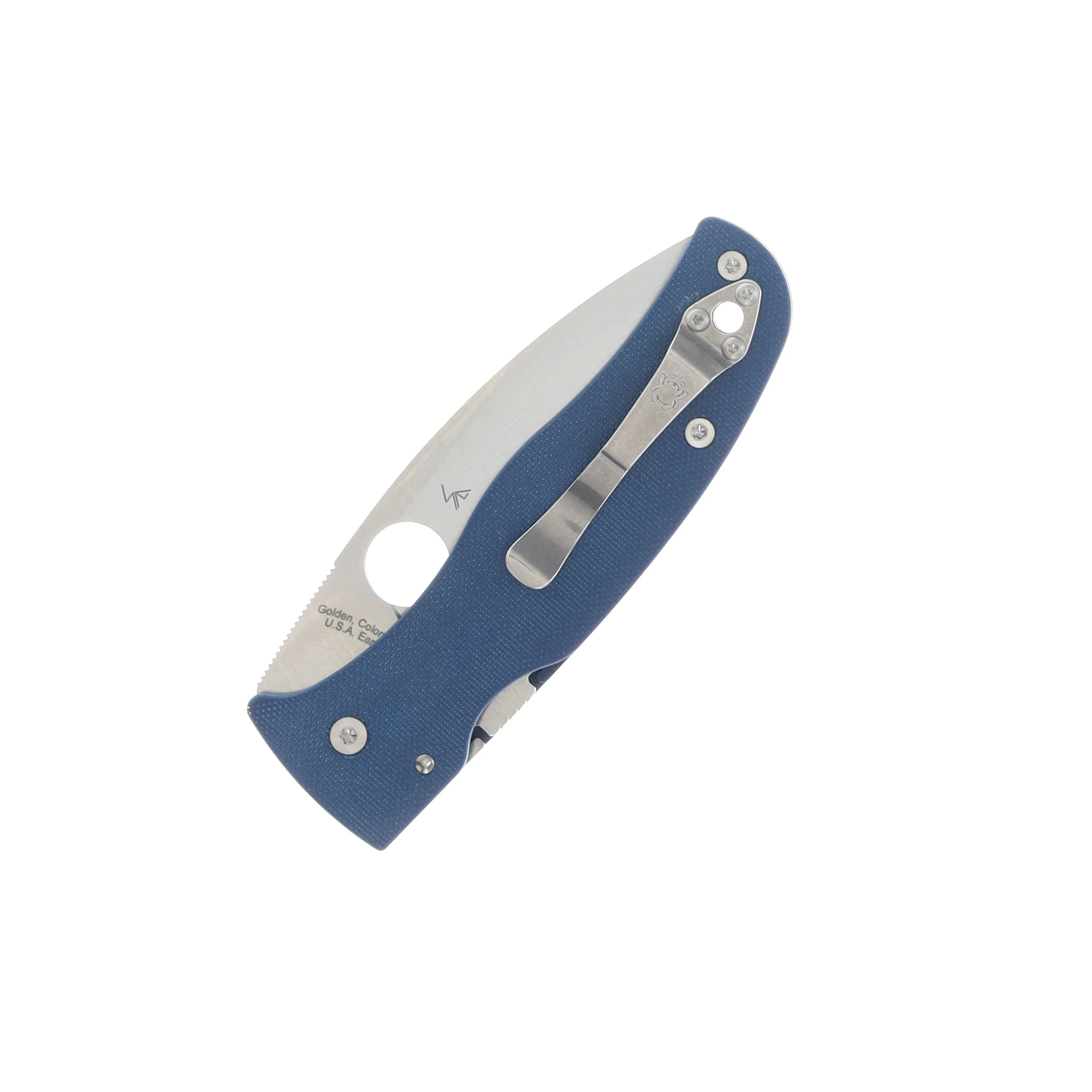 Spyderco Bodacious Cobalt Blue 3.63 Inc Plain Satin Clip Point SPC263GPCBL View 4