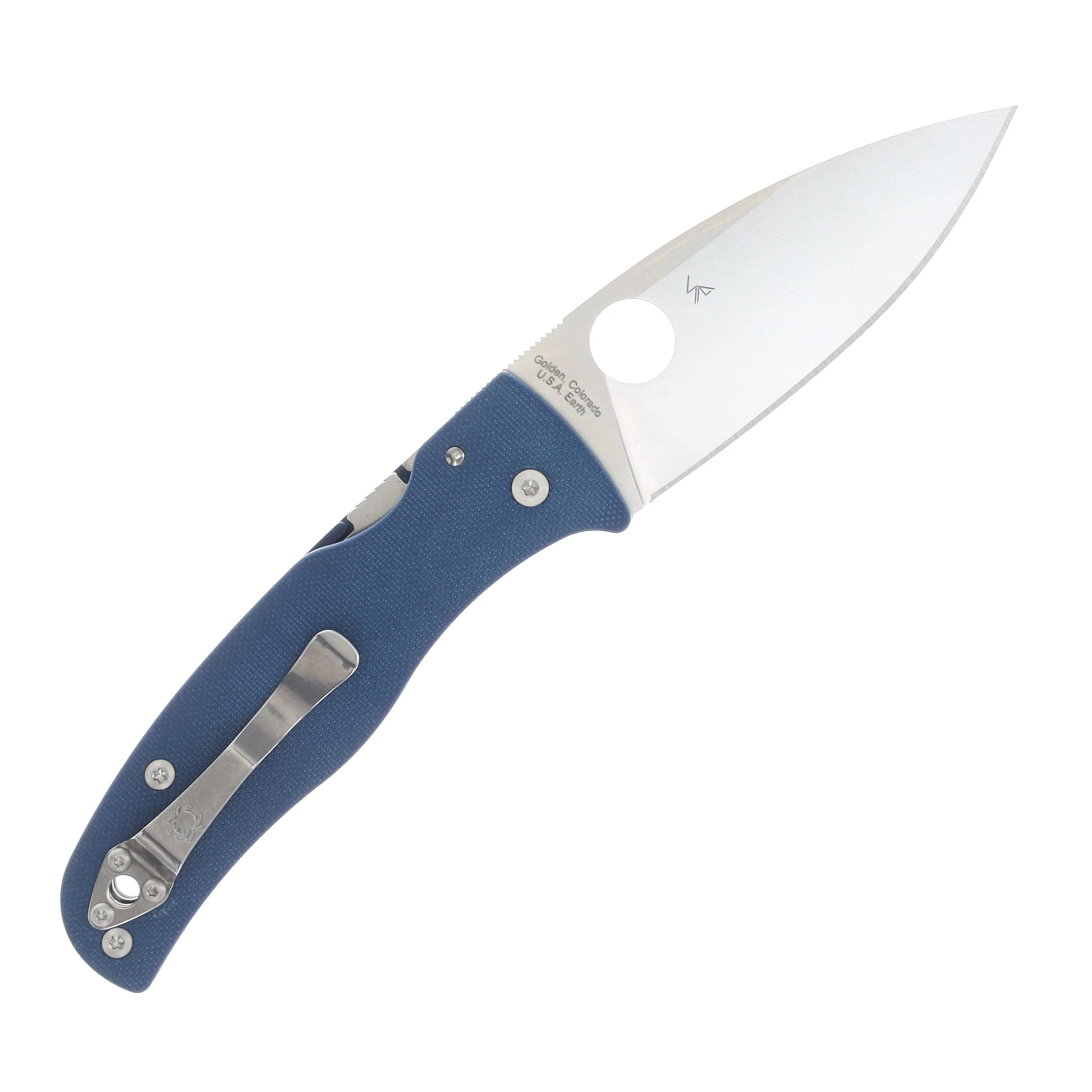 Spyderco Bodacious Cobalt Blue 3.63 Inc Plain Satin Clip Point SPC263GPCBL View 2