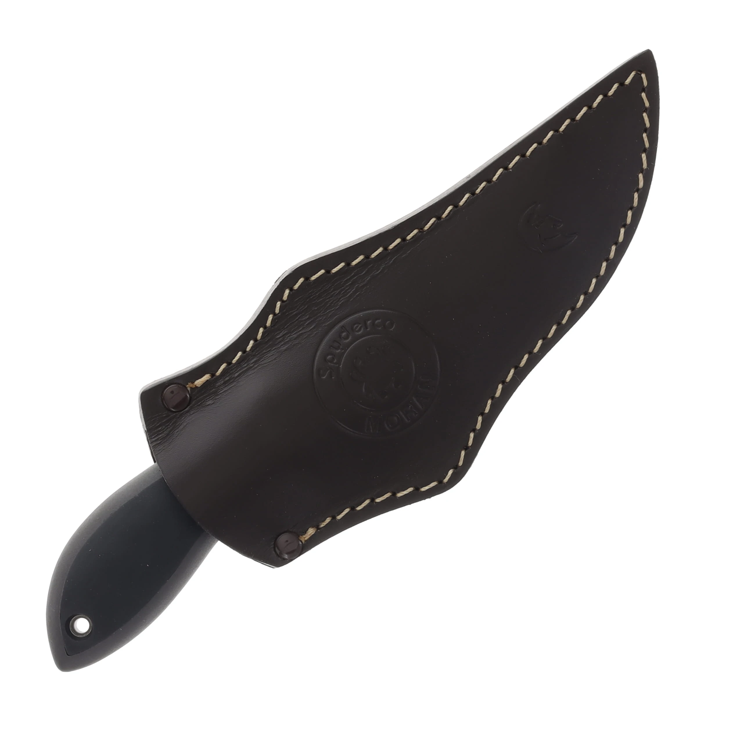 Spyderco Moran Sprint Run Gray - Black 3.92in Plain Damasteel  Upswept SPFB01PGYD View 3