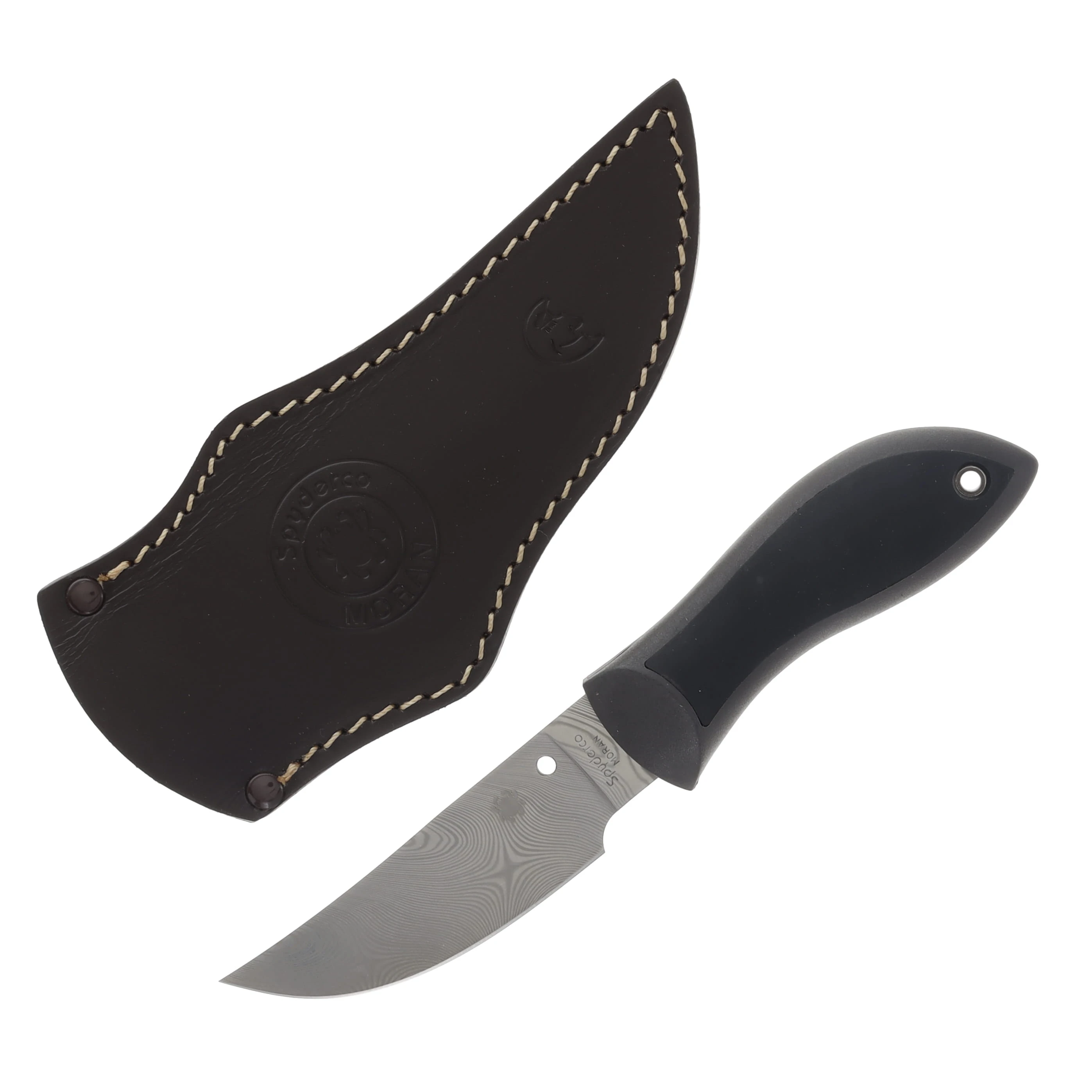 Spyderco Moran Sprint Run Gray - Black 3.92in Plain Damasteel  Upswept SPFB01PGYD View 1