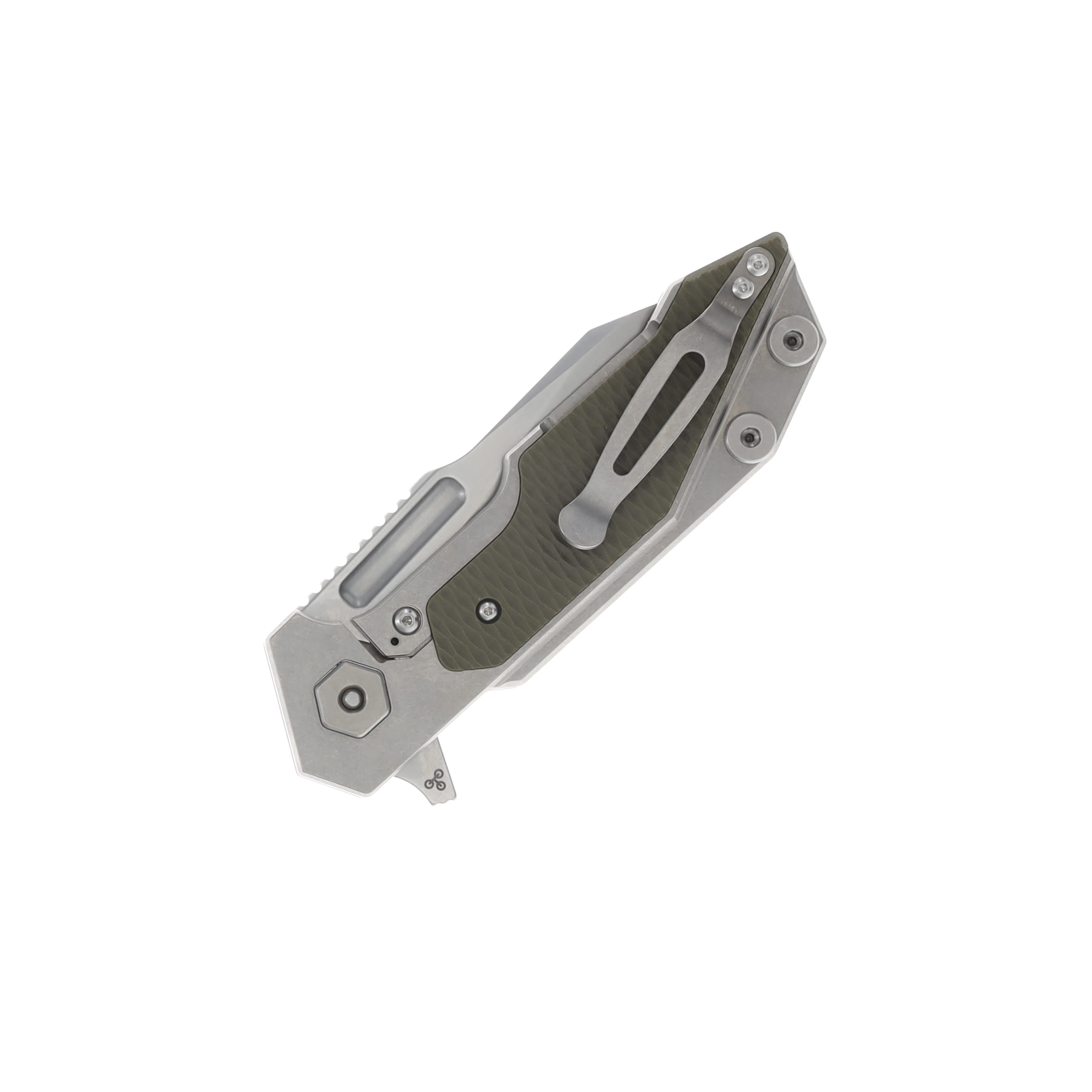 Hinderer Full Track OD Green 3.75 Inch Plain Stonewash Wharncliffe KFTRWCSWOD View 2