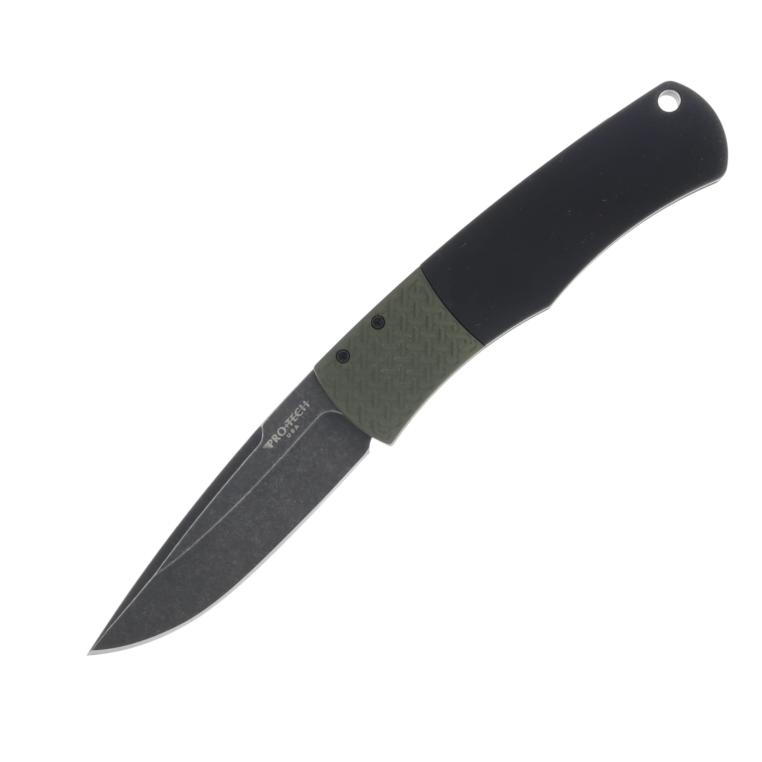 Pro Tech Auto Mike "Whiskers" Allen BR-1 Magic Bolster Release #1 Black Handle With Textured Green Bolster Black DLC Wash 154-CM Blade AUPTBR-1.7 LTD-GREEN View 1