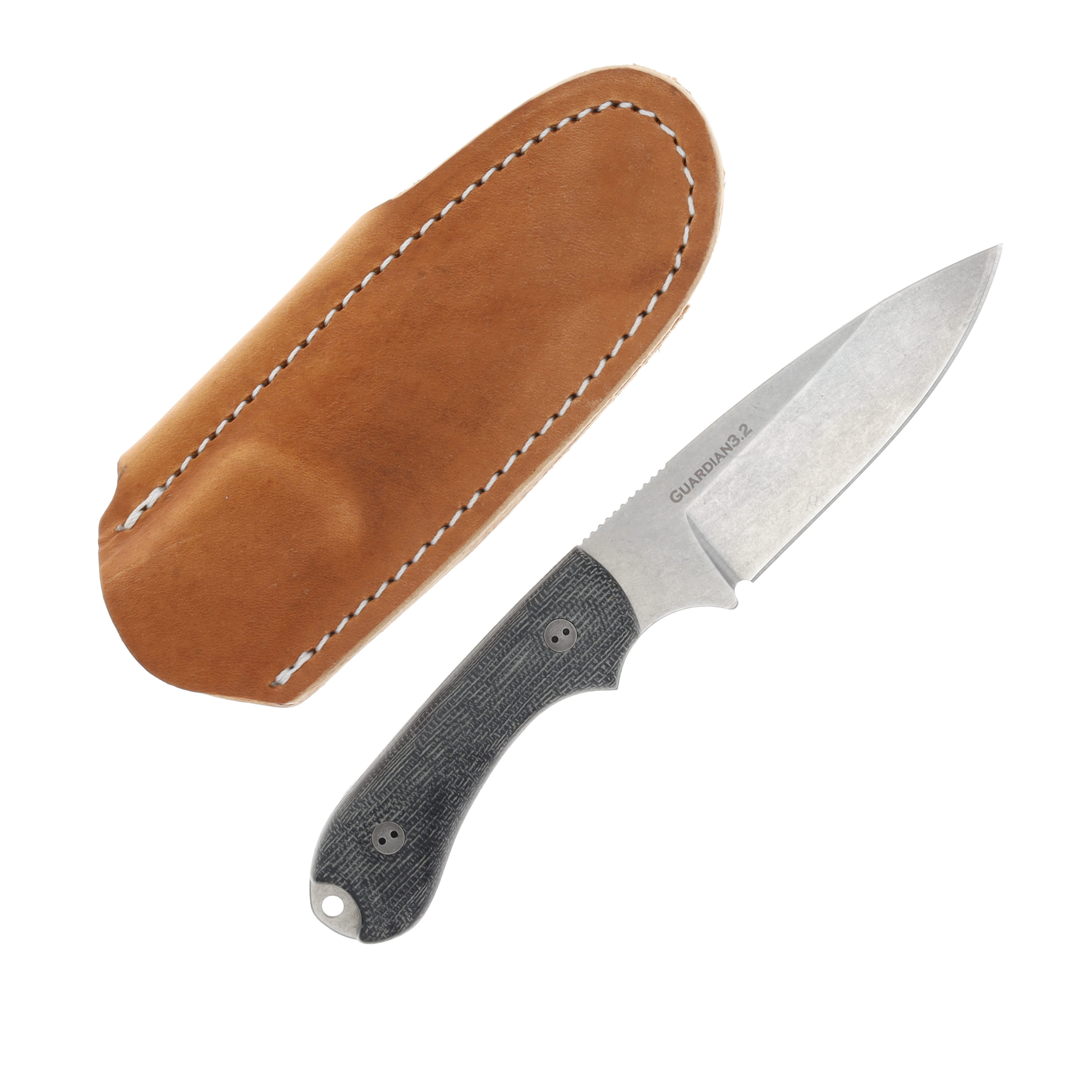 Bradford Guardian 3.2 Stonewash Elmax/3D Black Micarta with Leather Sheath BRAD3376 View 1