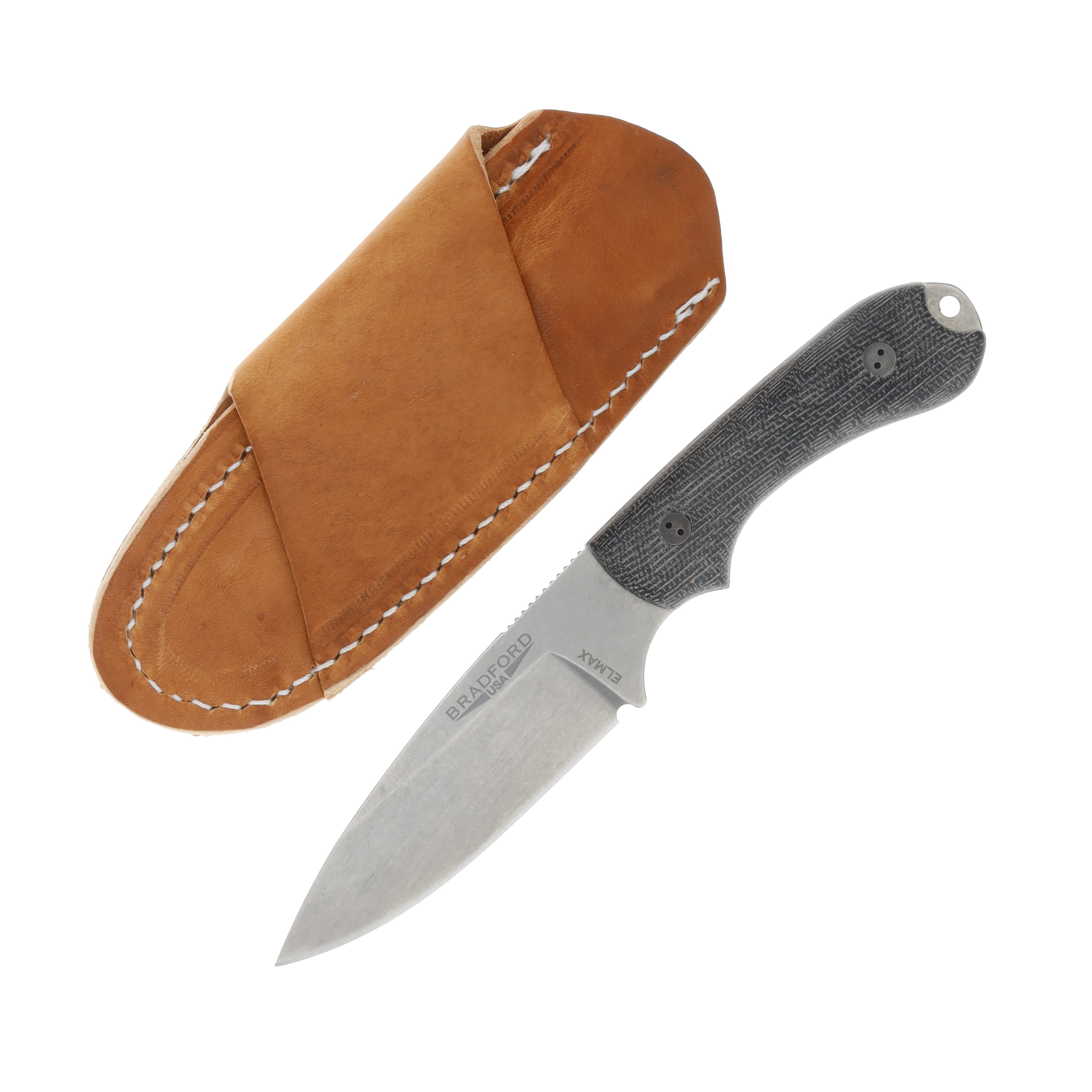 Bradford Guardian 3.2 Stonewash Elmax/3D Black Micarta with Leather Sheath BRAD3376 View 2