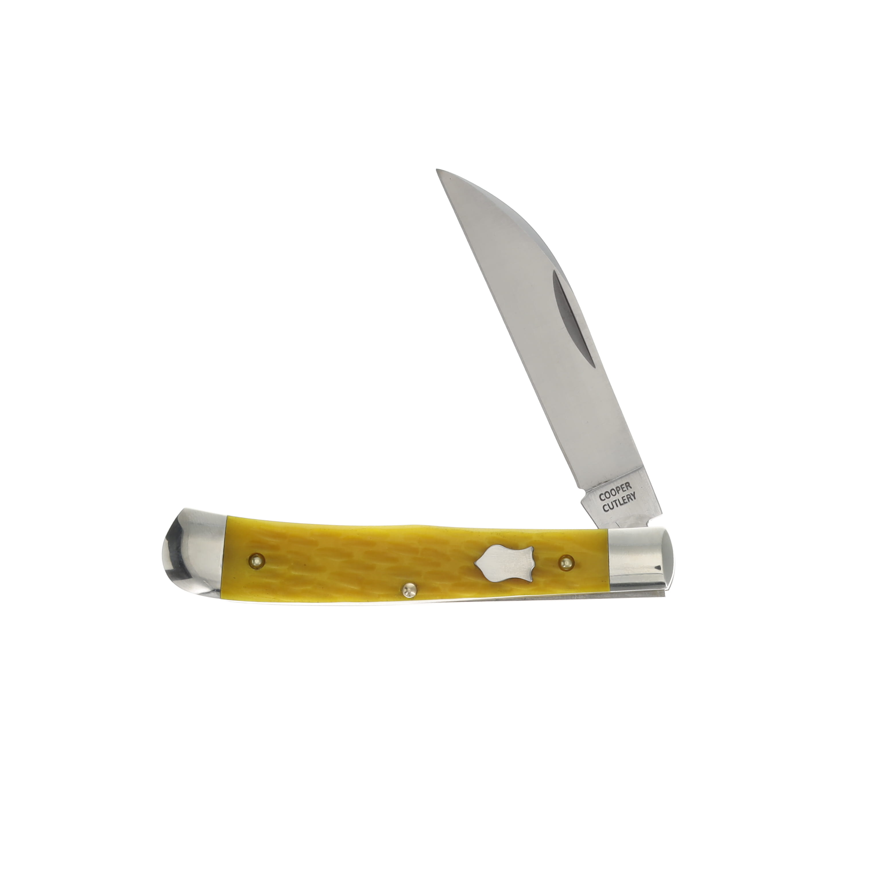 Cooper Cutlery Yellow Jigged Bone 1-Blade Wharncliffe War Trapper Folding Knife CC5119YJB-W View 1