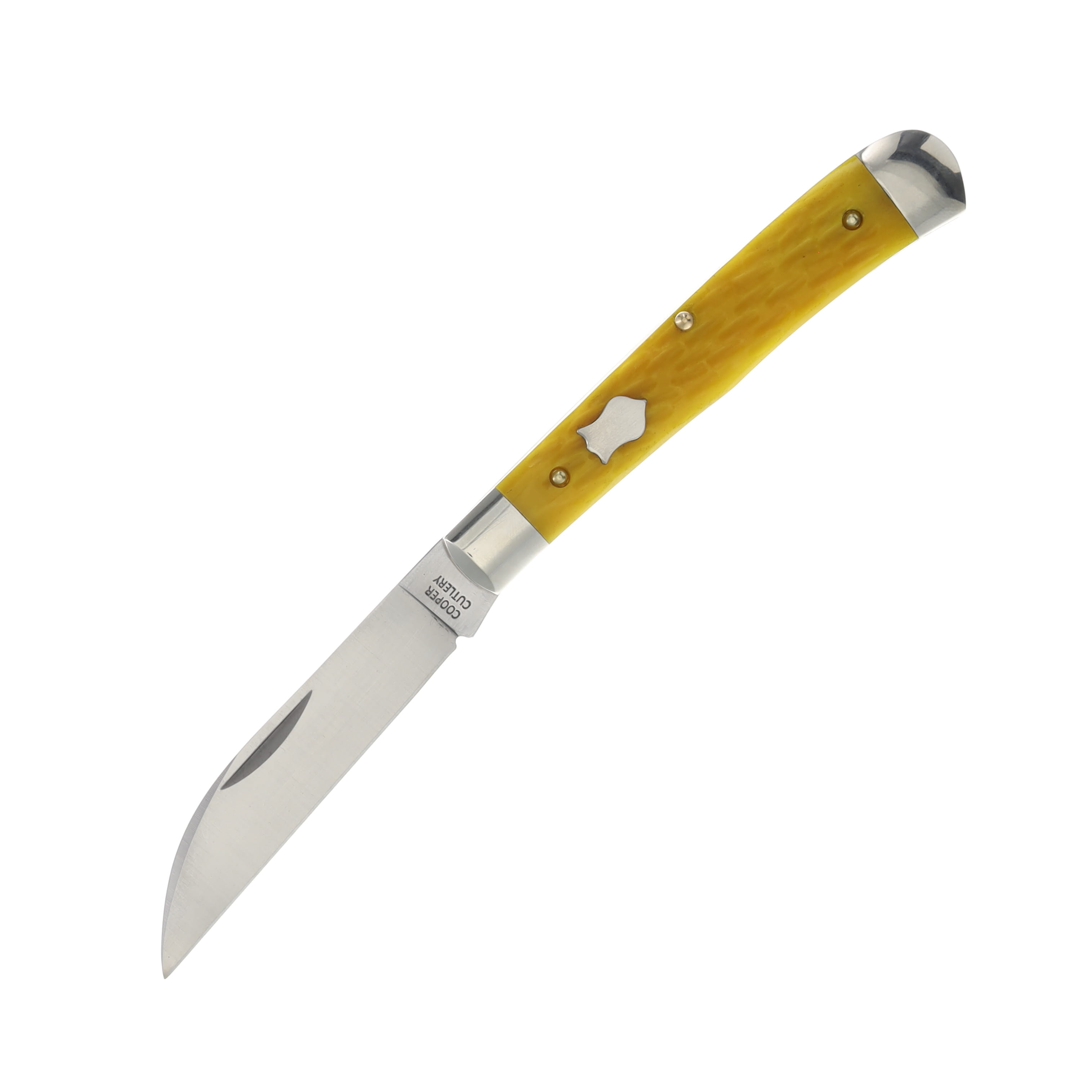 Cooper Cutlery Yellow Jigged Bone 1-Blade Wharncliffe War Trapper Folding Knife CC5119YJB-W View 2
