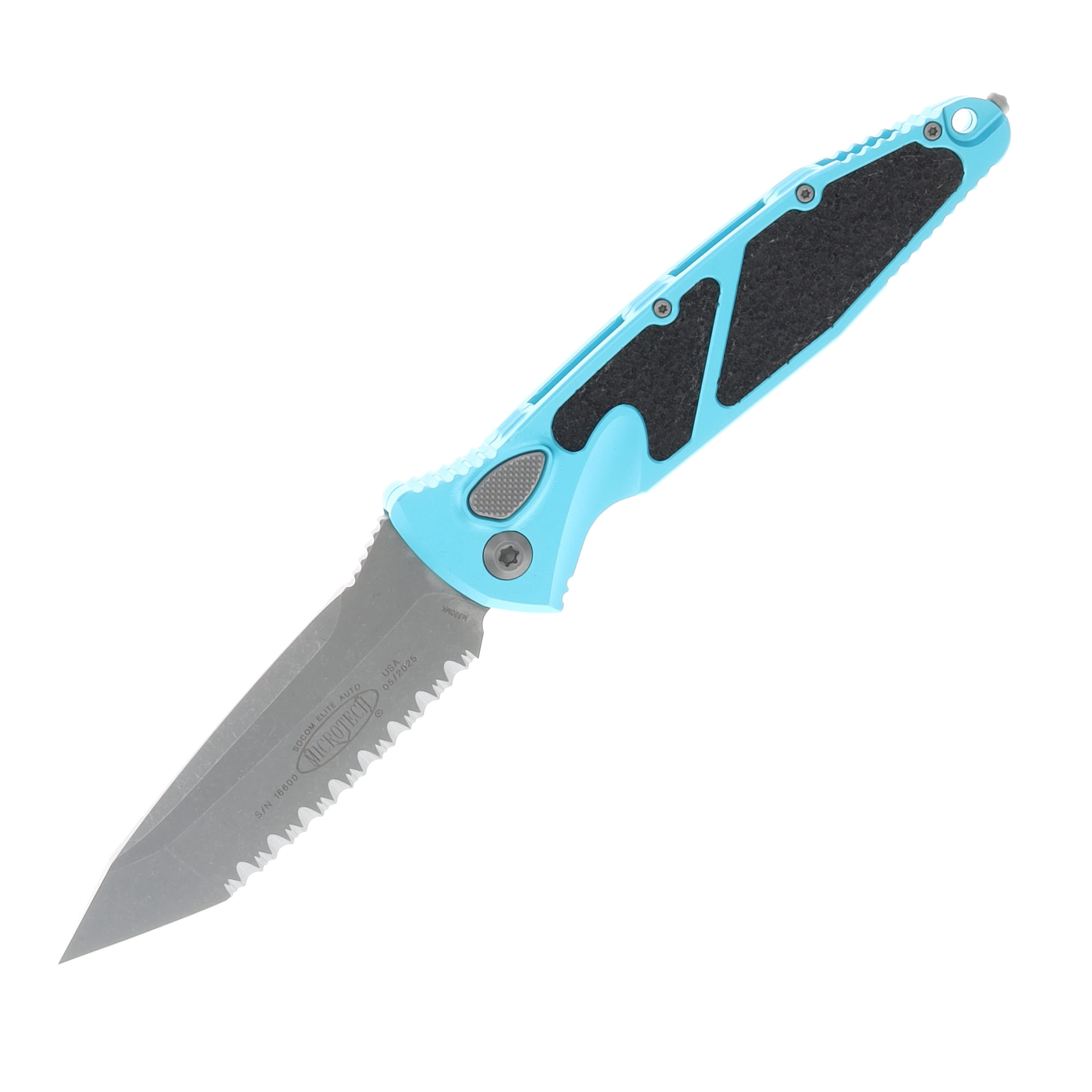 Microtech SOCOM Elite Automatic Knife Serrated Apocalyptic Tanto/Turquoise AUMT161A12APTQ View 1