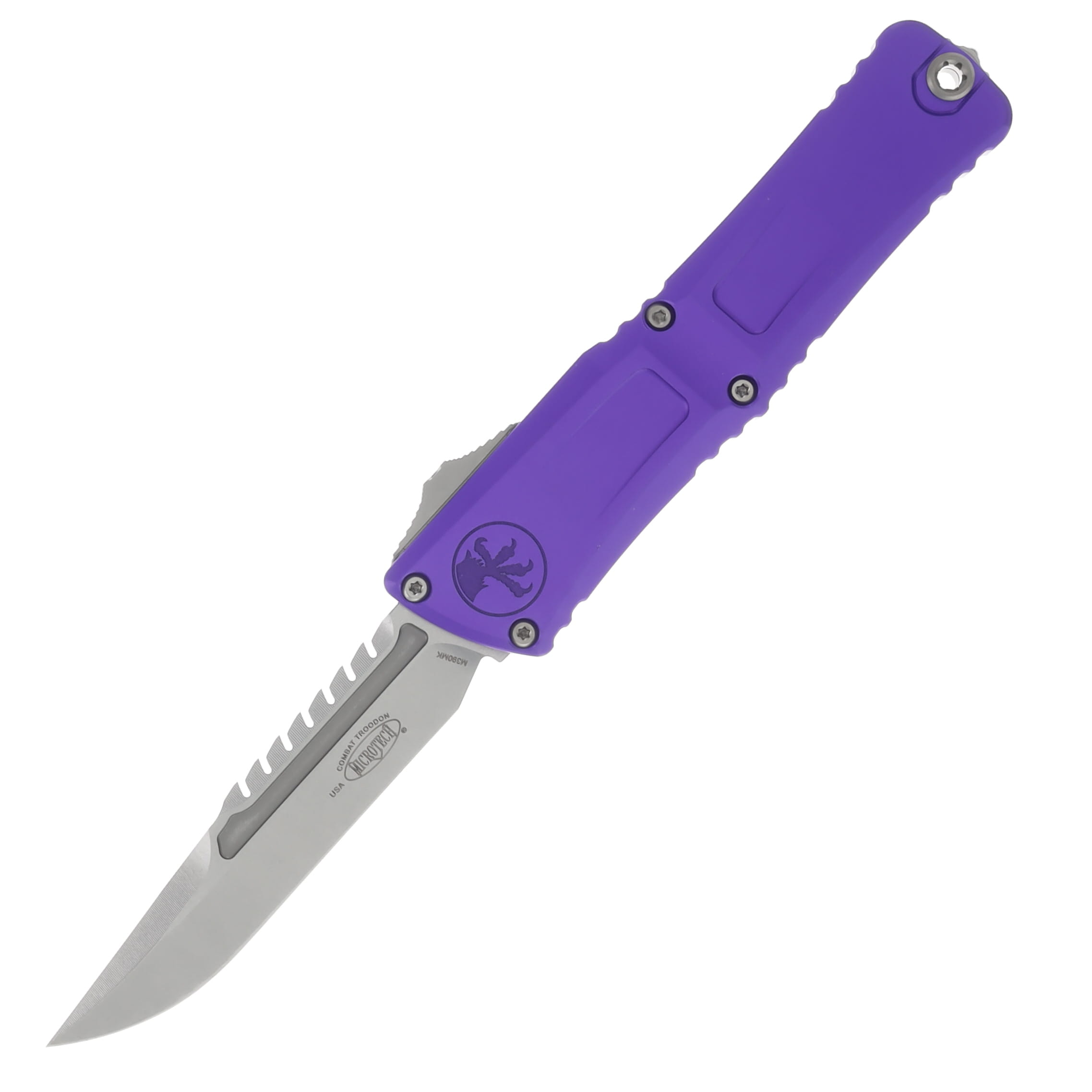 Microtech Knives Combat Troodon Gen III Interceptor SS OTF Purple PS SW Blade AUMT121710PUS View 1