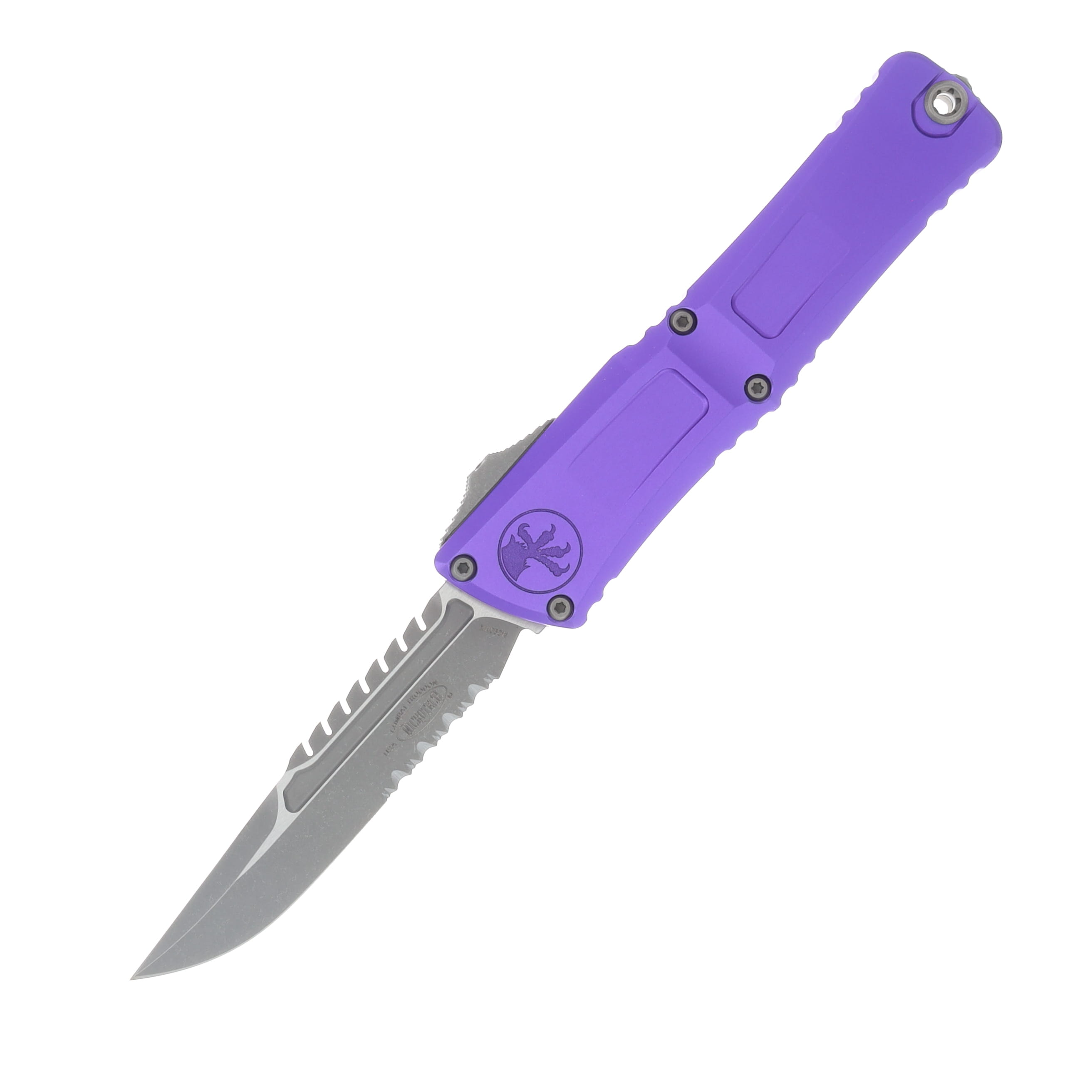 Microtech Combat Troodon OTF Automatic Knife Gen III Interceptor Signature Series Half Serrated Apocalyptic/Purple AUMT121711APPUS View 1