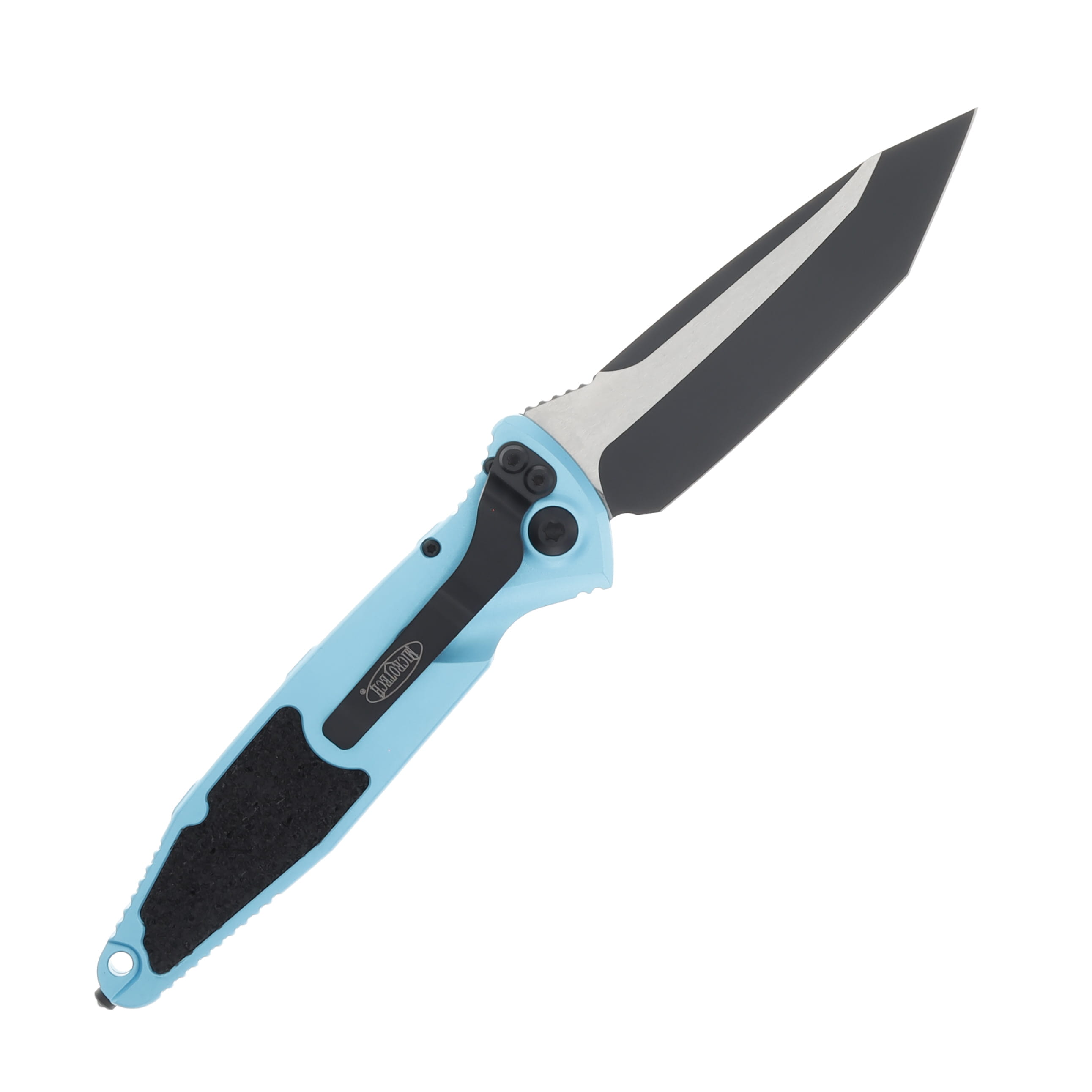 Microtech Knives Socom Elite Auto Turquoise 4.05in Plain Black Tanto Blade AUMT161A1TQ View 2
