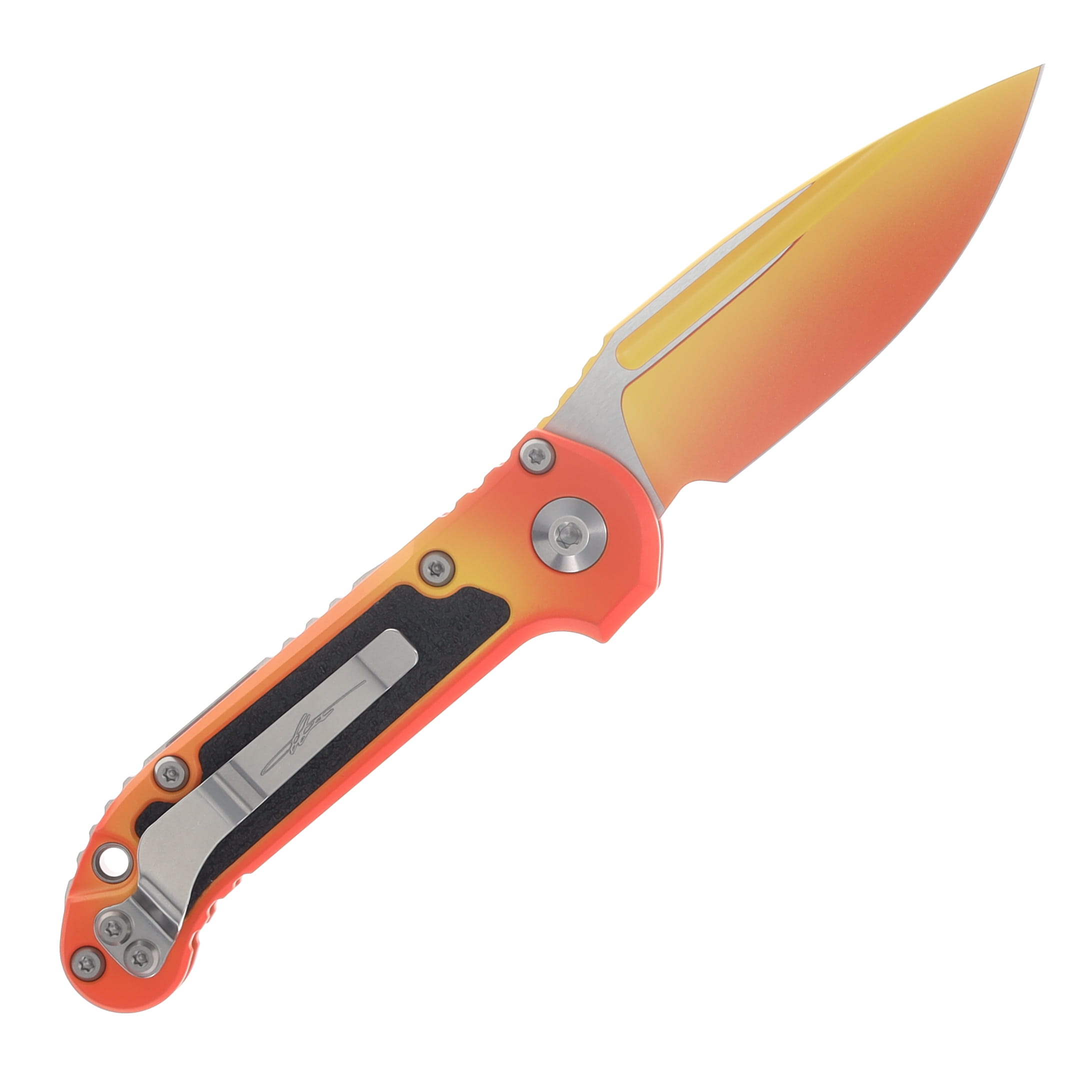 Microtech Knives LUDT Gen III  Auto Knife Sunrise 3.5in Drop Point Blade AUMT11351LPSUS View 2