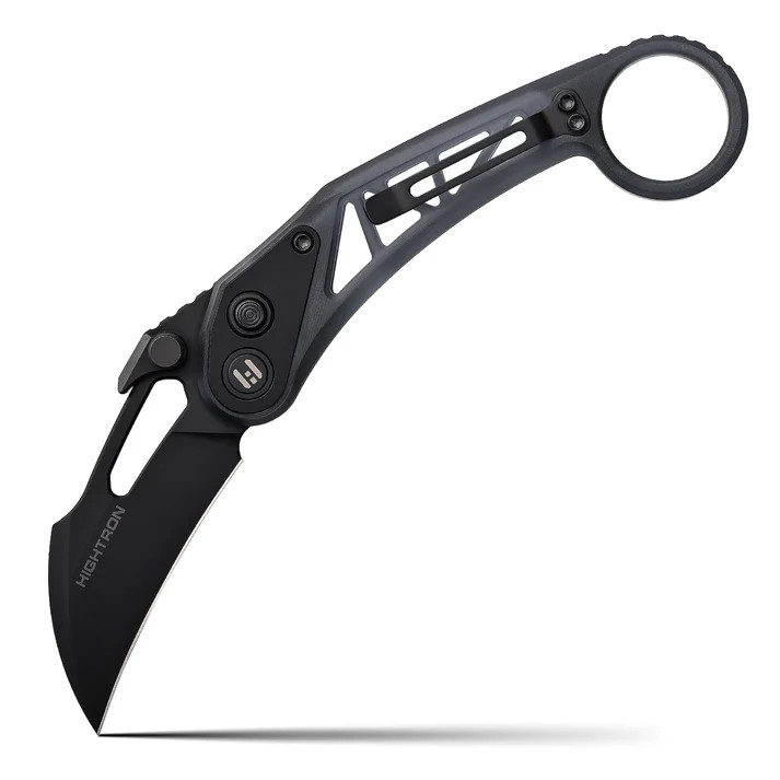 Hightron Knives Cyroclaw Folding Knife Black 3.94 Inch Satin Clip Point HT02BLK View 1