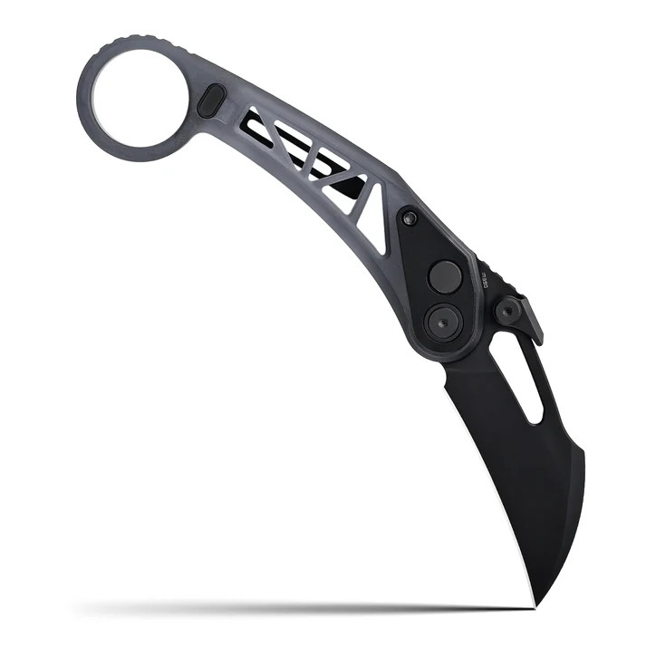 Hightron Knives Cyroclaw Folding Knife Black 3.94 Inch Satin Clip Point HT02BLK View 5