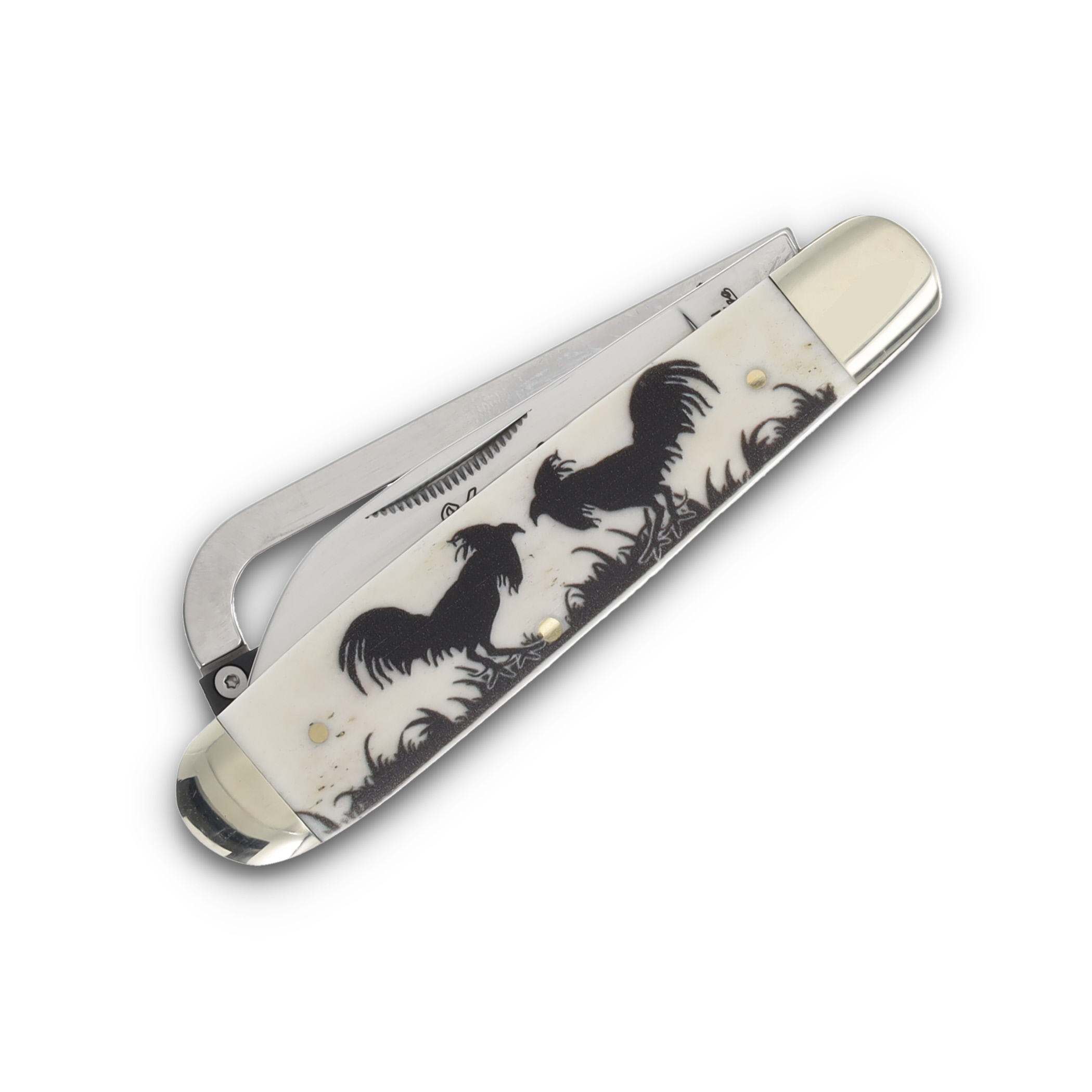 Robeson Gamecock Folding Knife Gamecock Rooster/Smooth Bone ROB632730E View 3