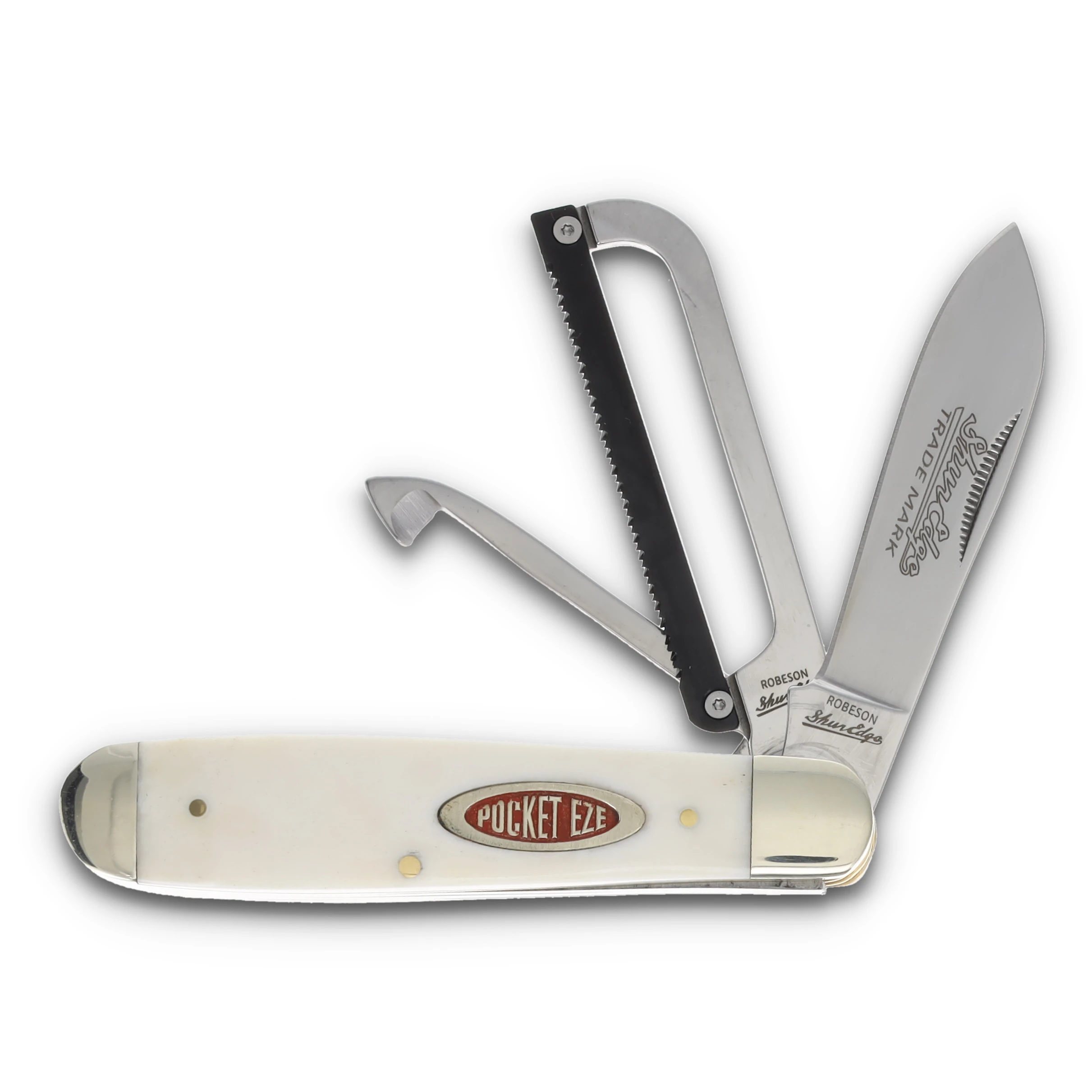 Robeson Gamecock Folding Knife White Smooth Bone Red Shield ROB632730W View 1