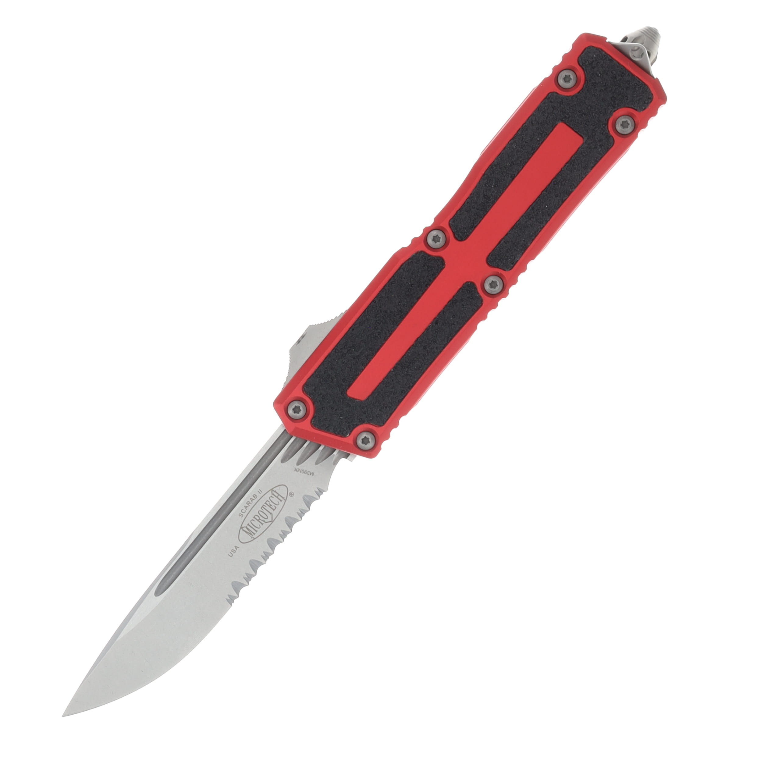 Microtech Knives Scarab II Gen III OTF Knife Red 3.88in SW Part Serr Blade AUMT127811RD View 1