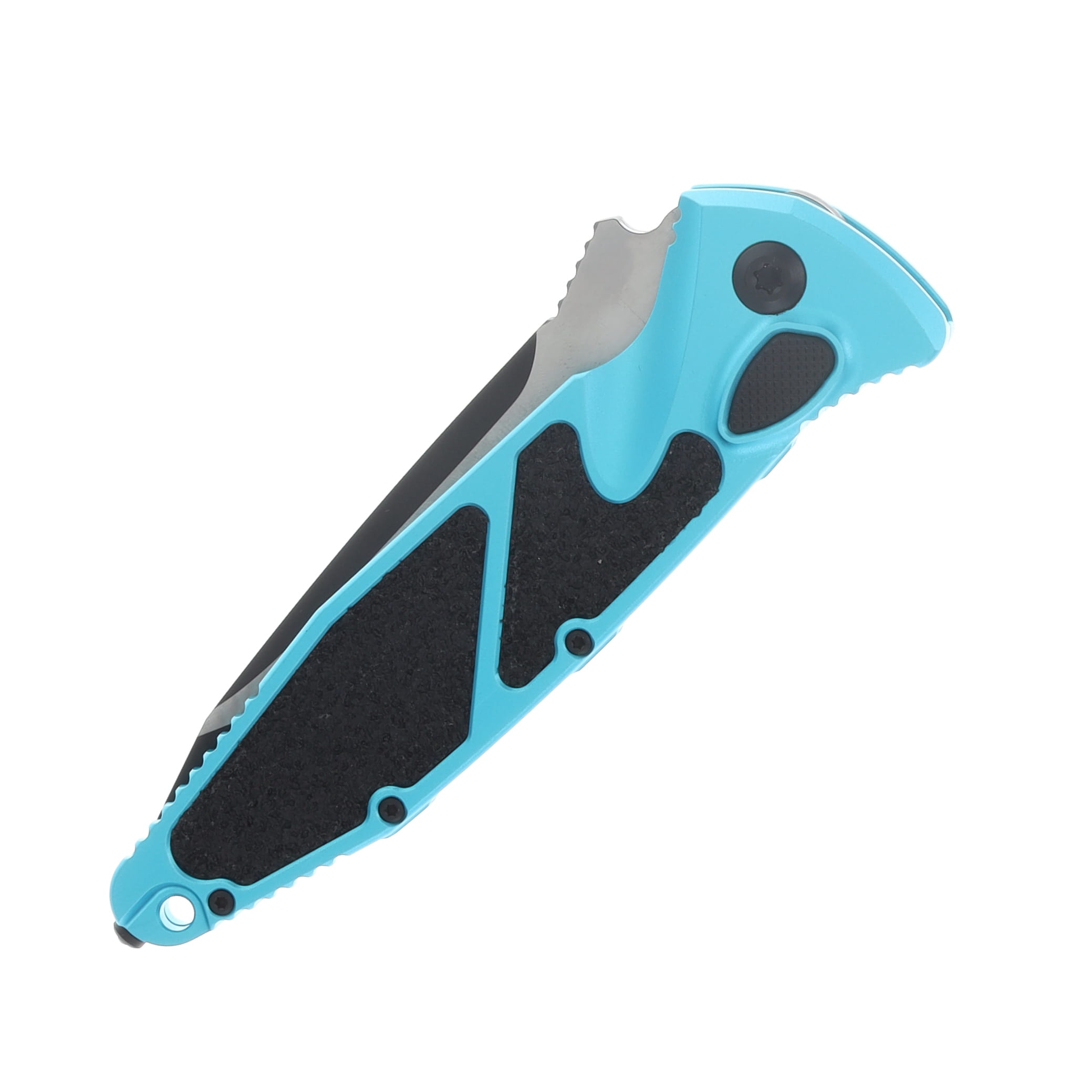 Microtech SOCOM Elite Automatic Knife DLC Half Serrated Tanto/Turquoise AUMT161A2TQ View 4