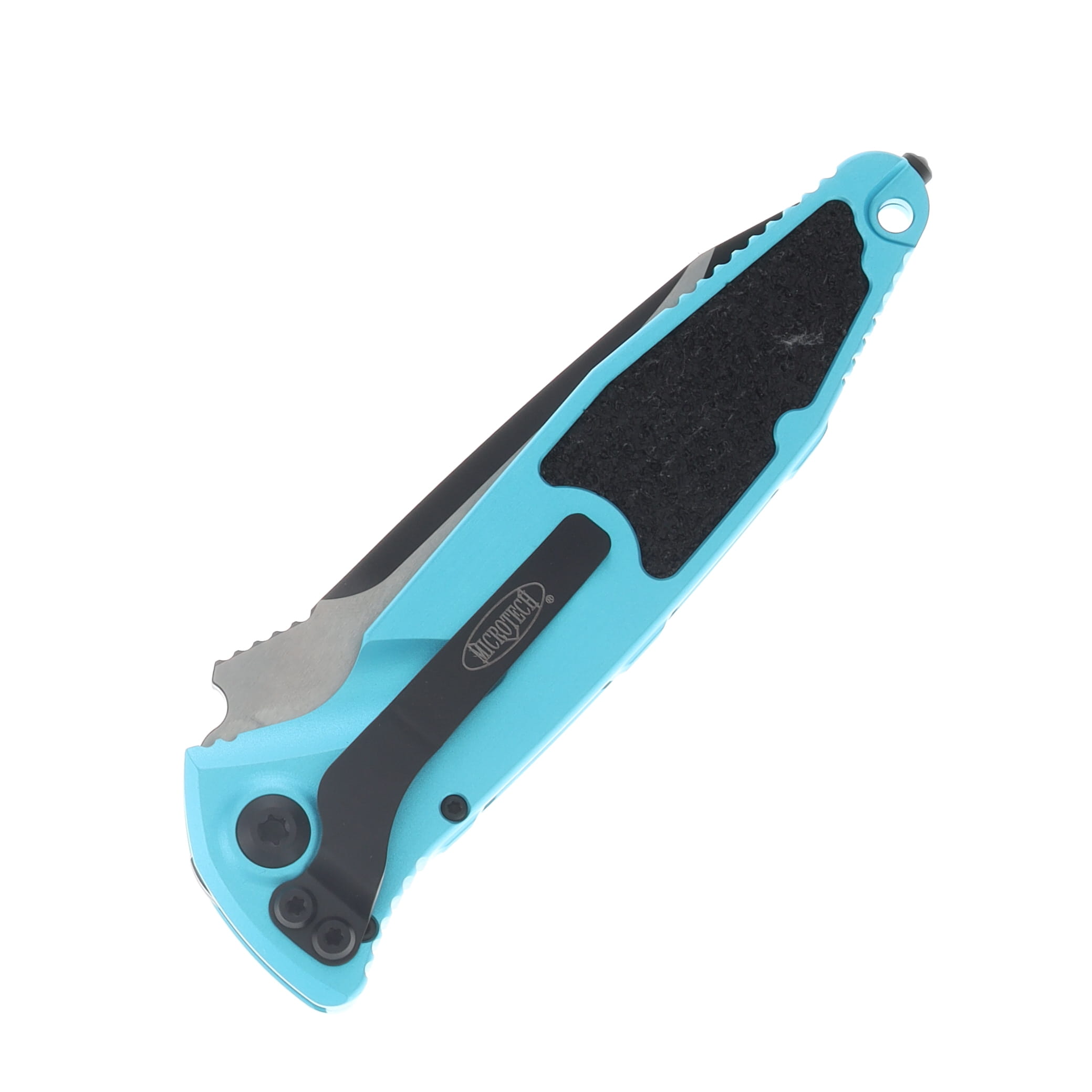 Microtech SOCOM Elite Automatic Knife DLC Half Serrated Tanto/Turquoise AUMT161A2TQ View 3