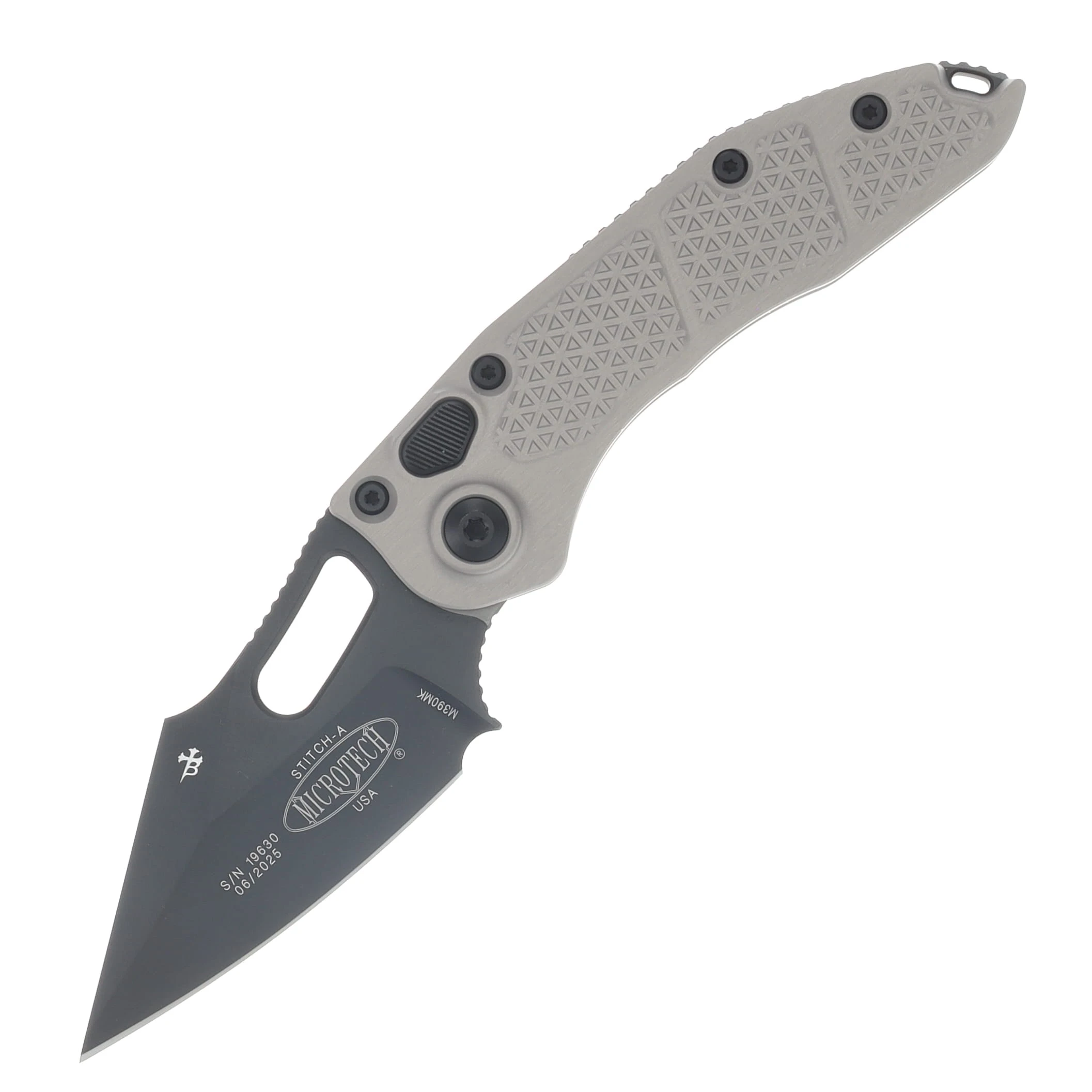 Microtech Knives Stitch Auto Natural Clear 3.75in Black Spear Point Blade AUMT1691NC View 1