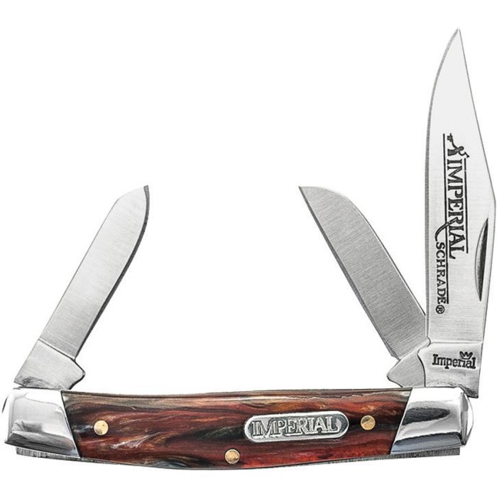 Imperial Schrade Amber Swirl Medium Stockman Folding Knife IMPT15S View 1