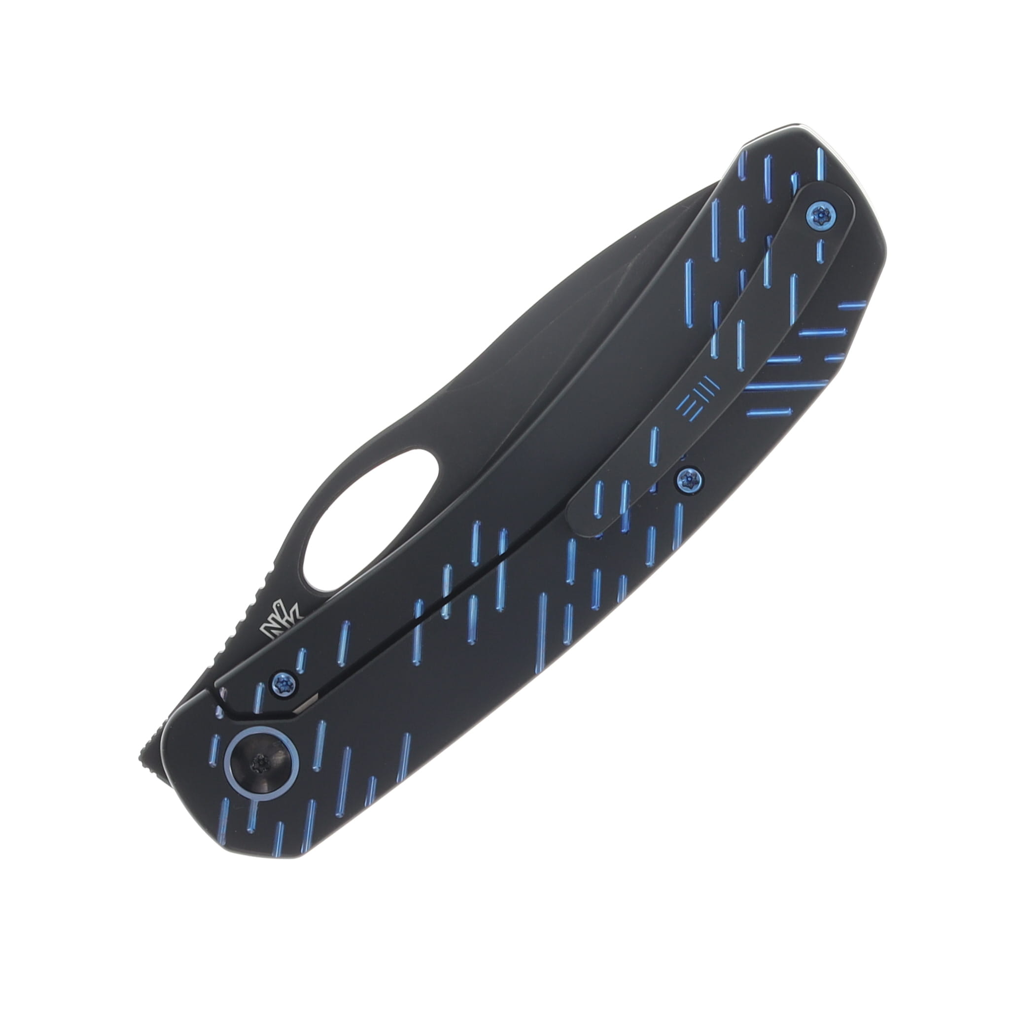 We Knife Co Inmate Black Titanium Handle With Blue Raindrops Black Stonewashed CPM 20CV Blade WE23096B-2 View 5