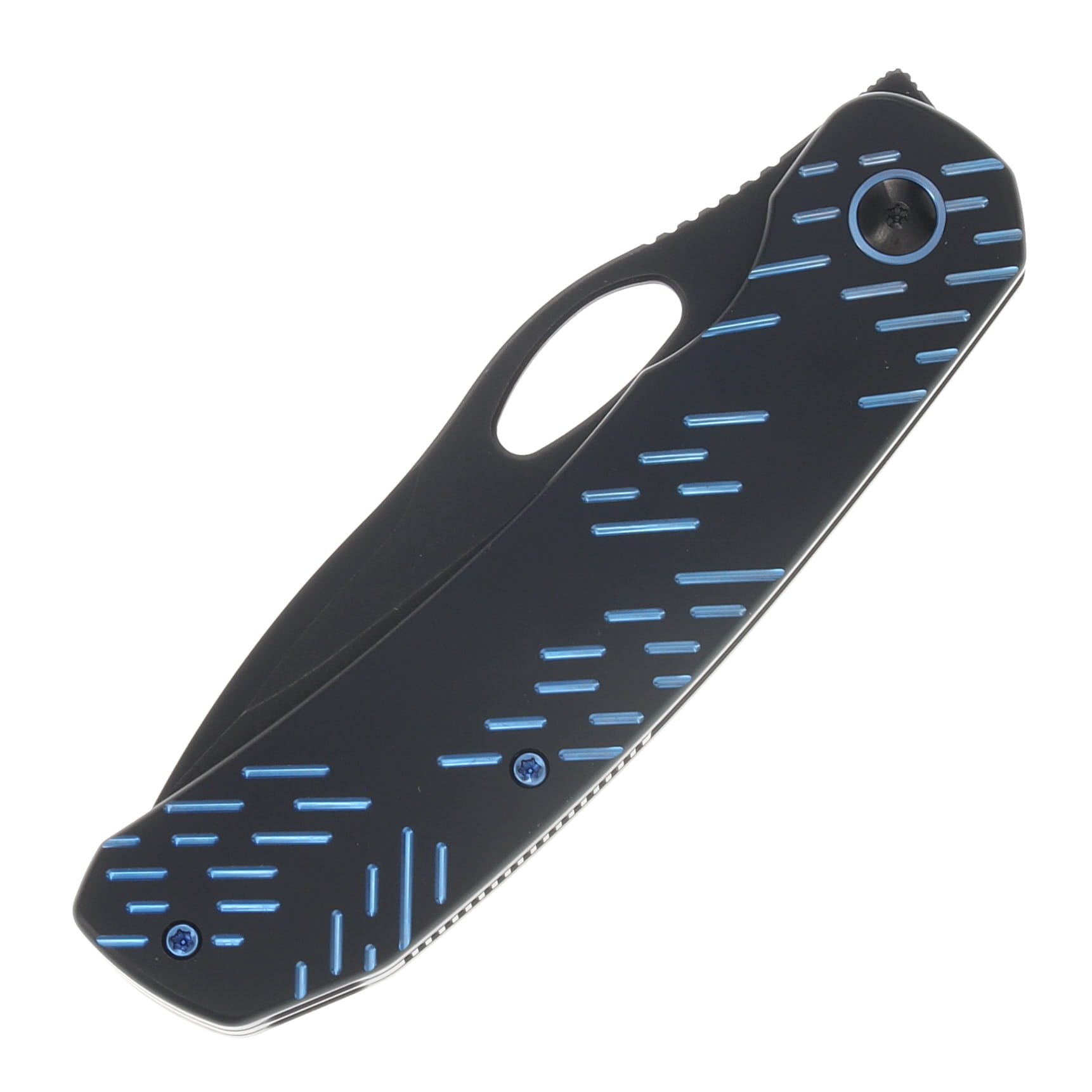We Knife Co Inmate Black Titanium Handle With Blue Raindrops Black Stonewashed CPM 20CV Blade WE23096B-2 View 6