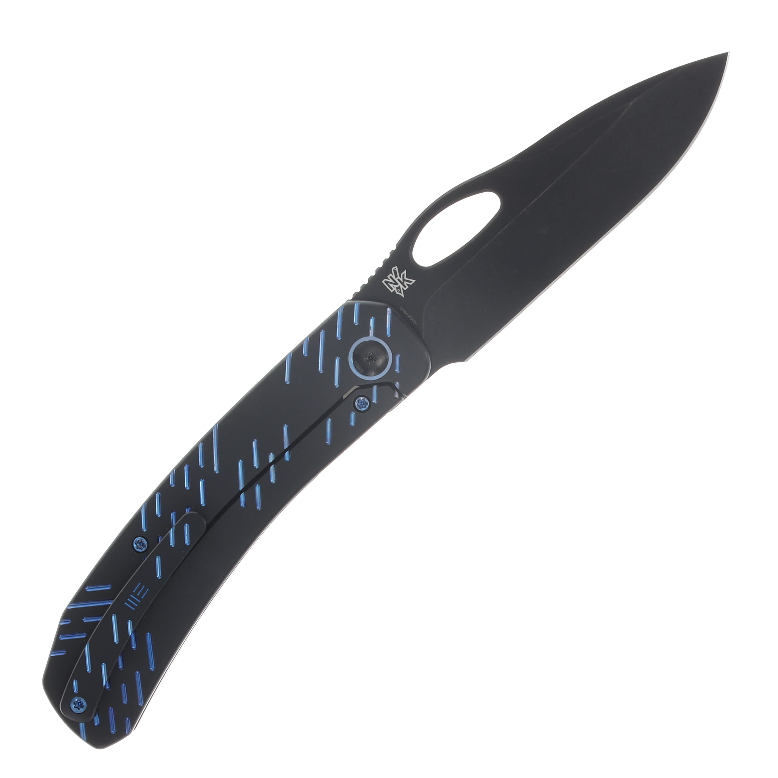 We Knife Co Inmate Black Titanium Handle With Blue Raindrops Black Stonewashed CPM 20CV Blade WE23096B-2 View 2