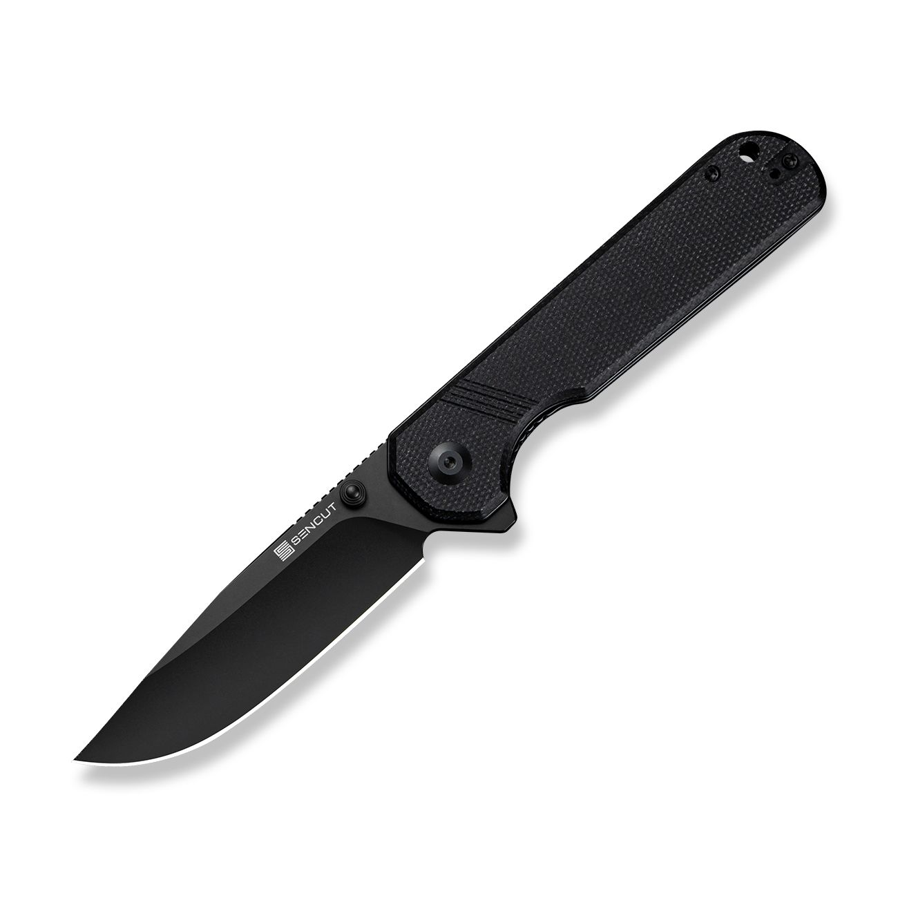 Sencut Aetheris Folding Knife Black Blade/Black Canvas Micarta S24095-3 View 1