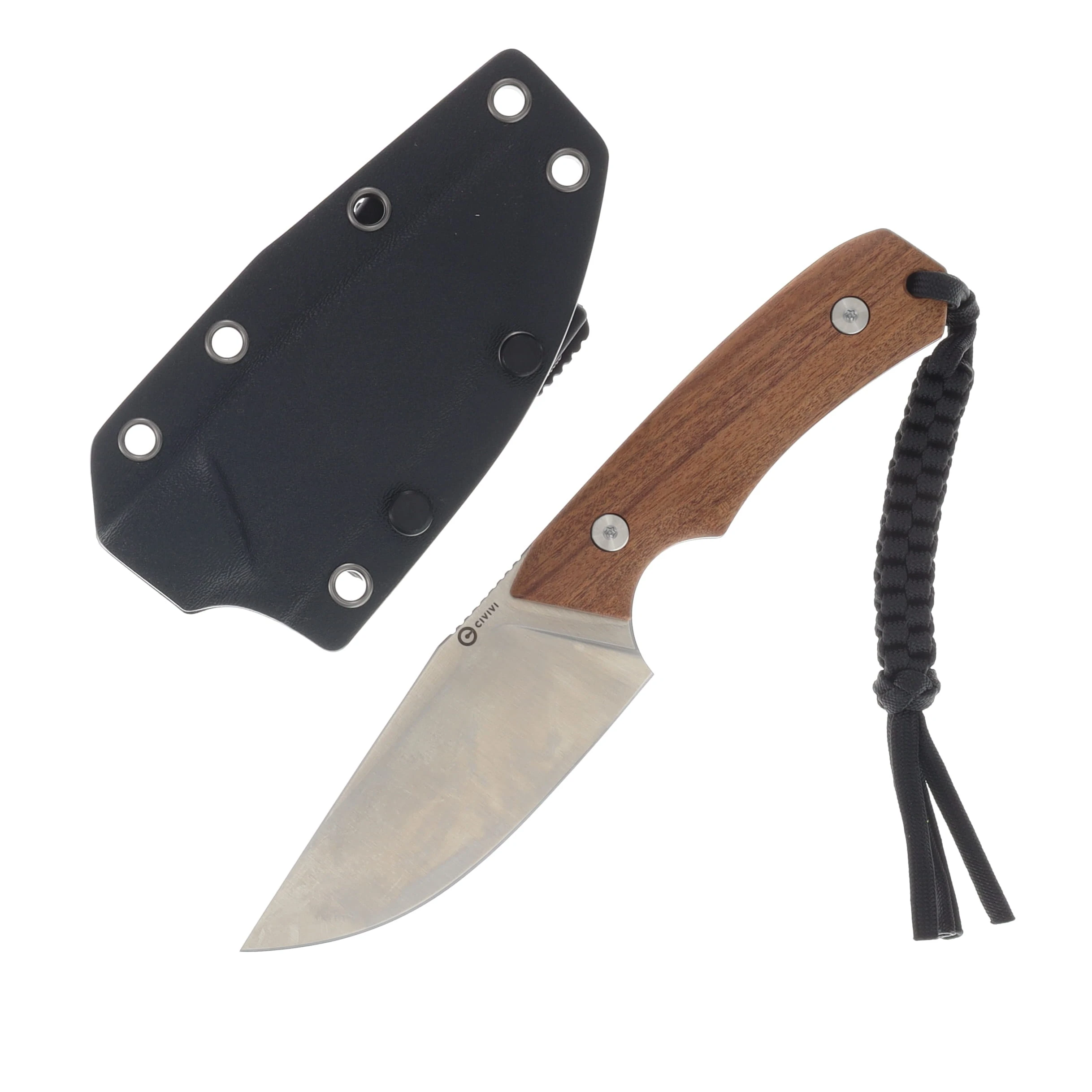 CIVIVI Gander Fixed Blade Knife Black Stonewash 14C28N/Guibourtia Wood C24058B-3 View 1