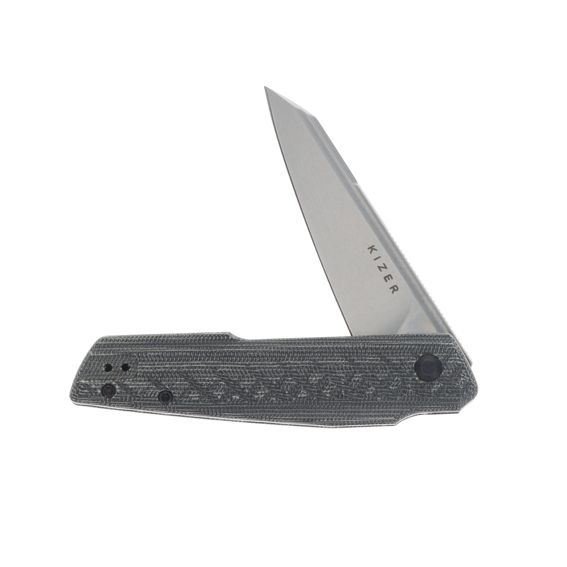 Kizer Skinner Micarta 3.32 Inch Plain Stonewash Reverse Tanto V3725A2 View 3