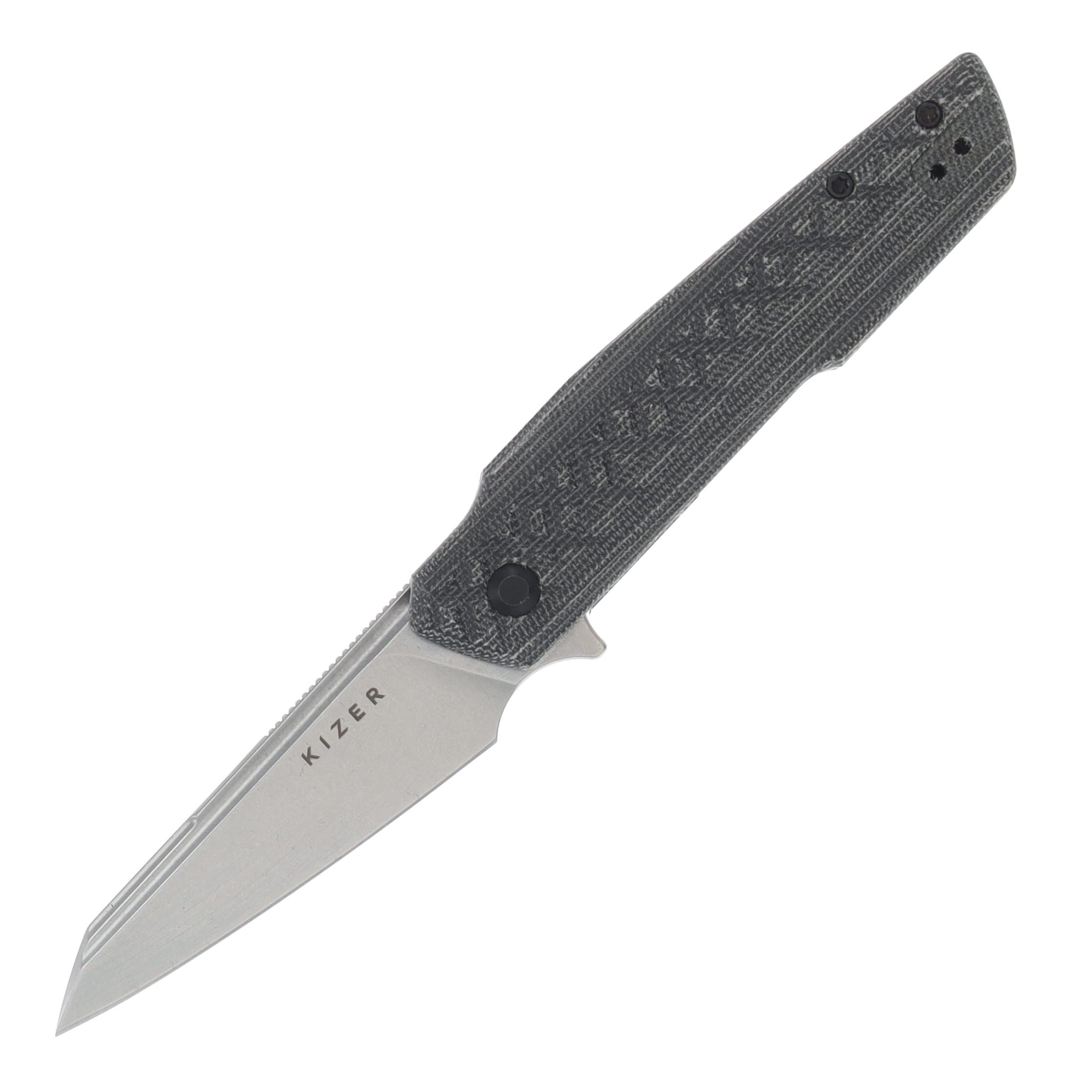 Kizer Skinner Micarta 3.32 Inch Plain Stonewash Reverse Tanto V3725A2 View 1