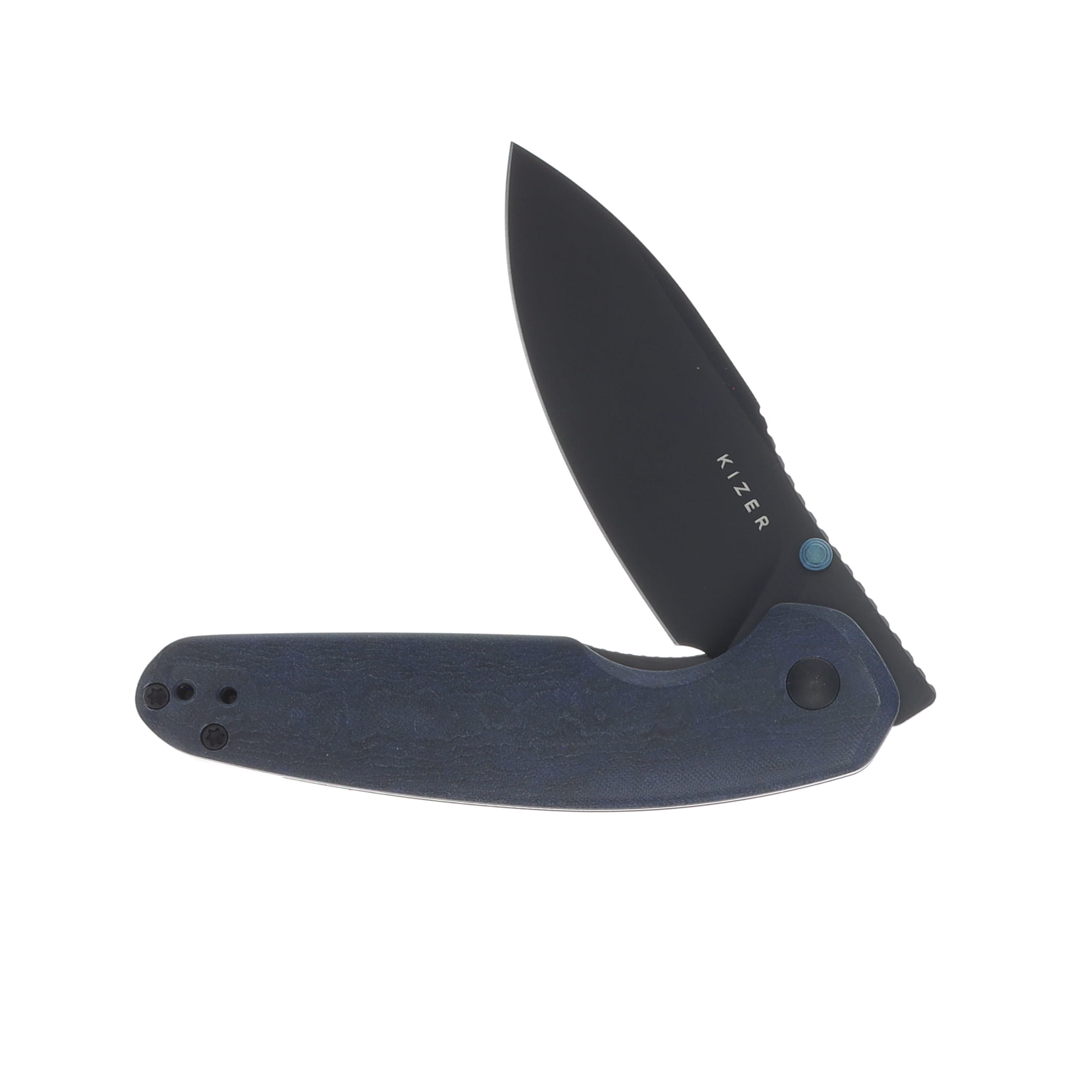 Kizer Meteora Folding Knife Blue Canyon 3.22in Plain Black Drop Point V3730A3 View 3