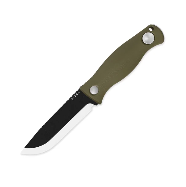 Kizer Polaris Fixed Blade Knife OD Green 4.23in Plain Black Drop Point 1100A2 View 3