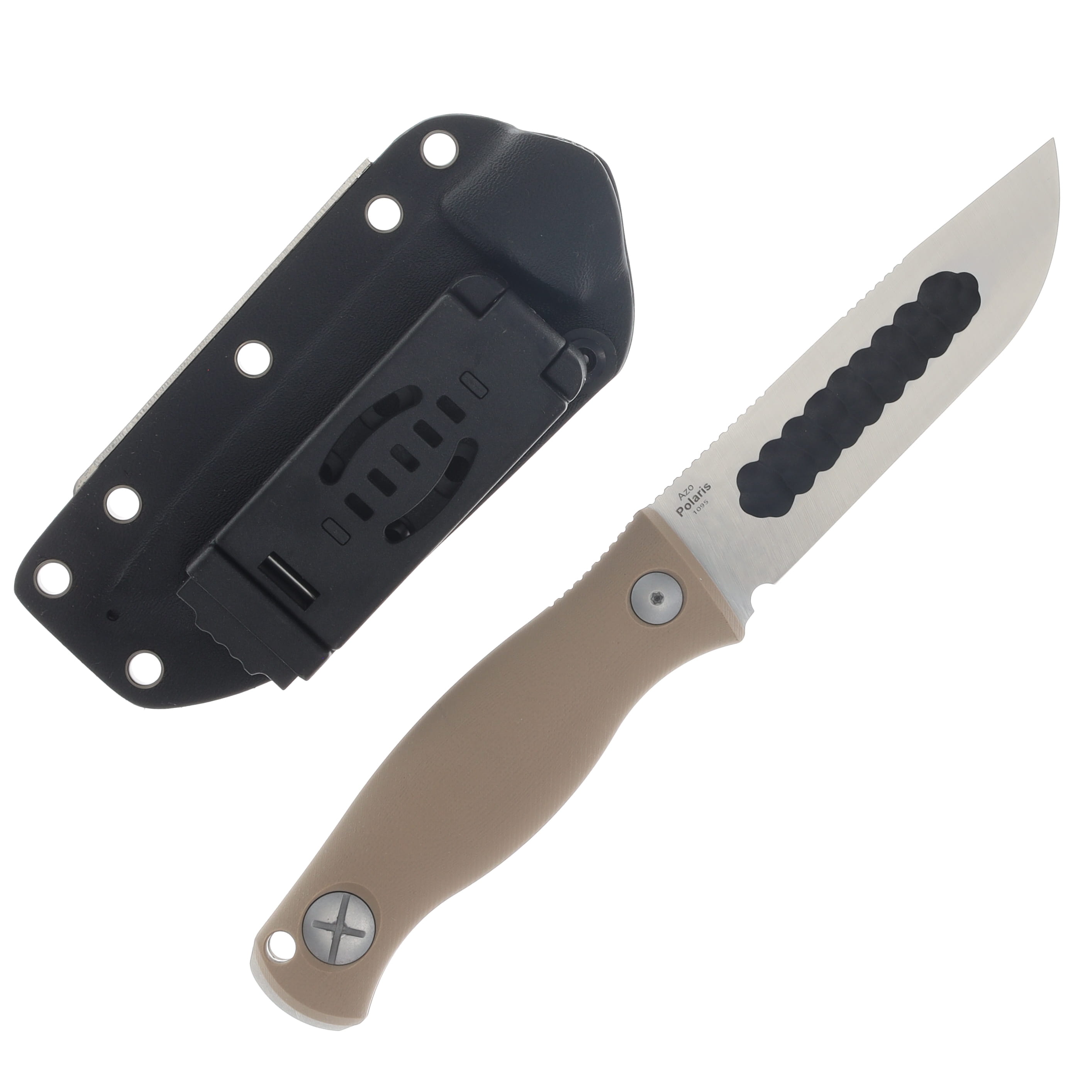 Kizer Polaris Fixed Blade Knife Tan 4.23 Inch Plain Black Drop Point 1100A4 View 2