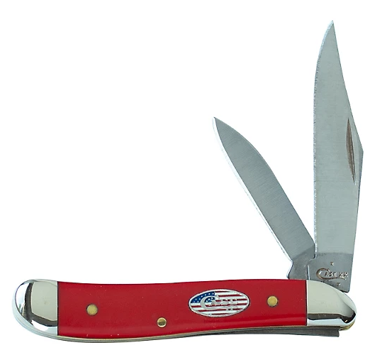Case XX Red Synthetic Stars & Stripes Peanut Folding Knife CA10454 View 1
