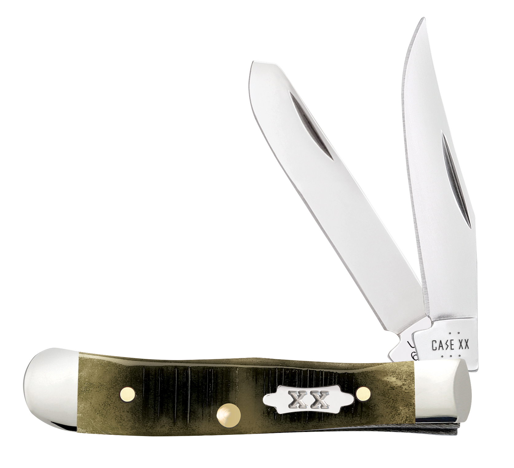 Case XX Olive Green Sawcut Jigged Bone Tiny Trapper Folding Knife CA39231 View 1
