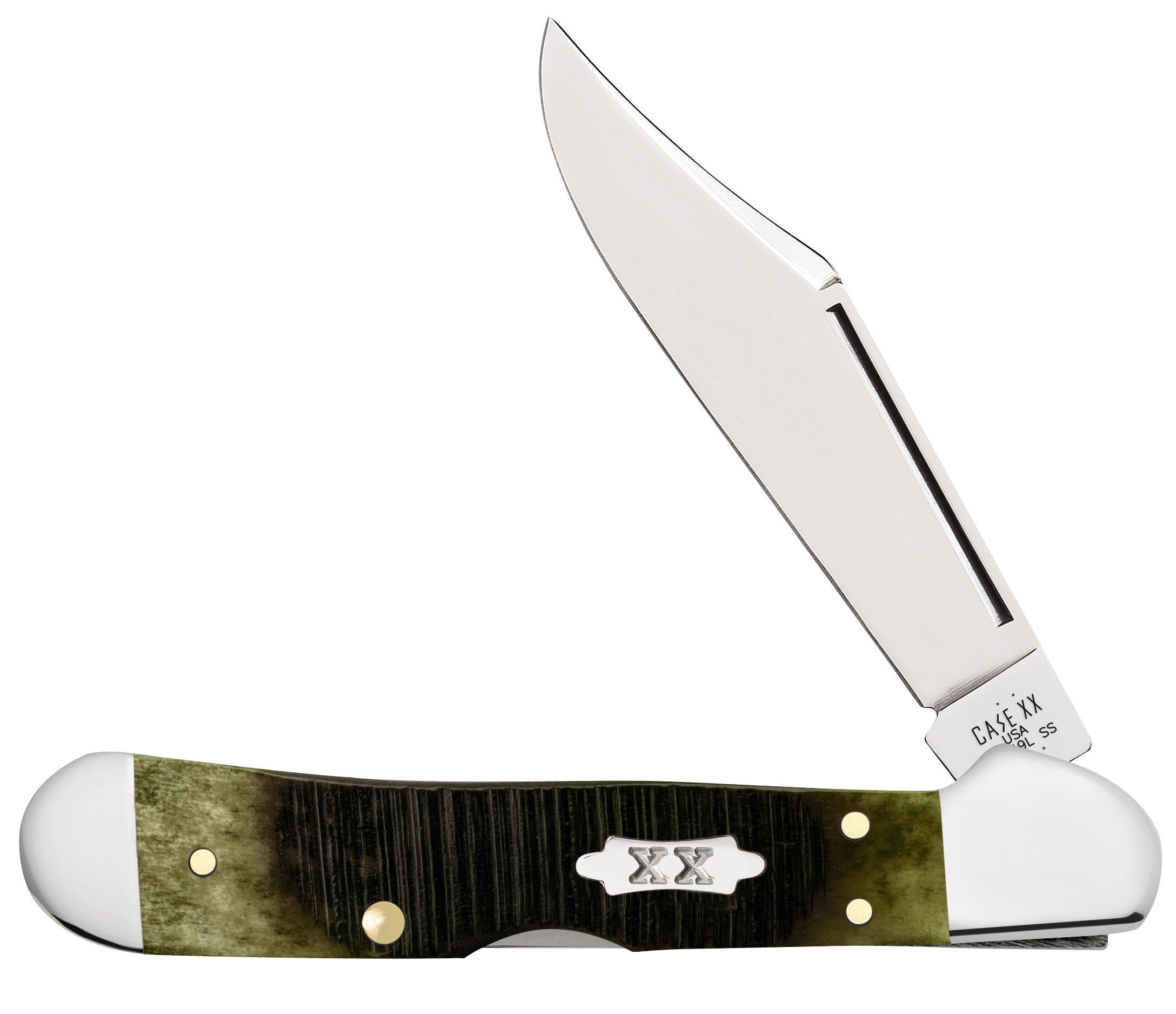 Case XX Olive Green Sawcut Jigged Bone Mini CopperLock Folding Knife CA39236 View 1