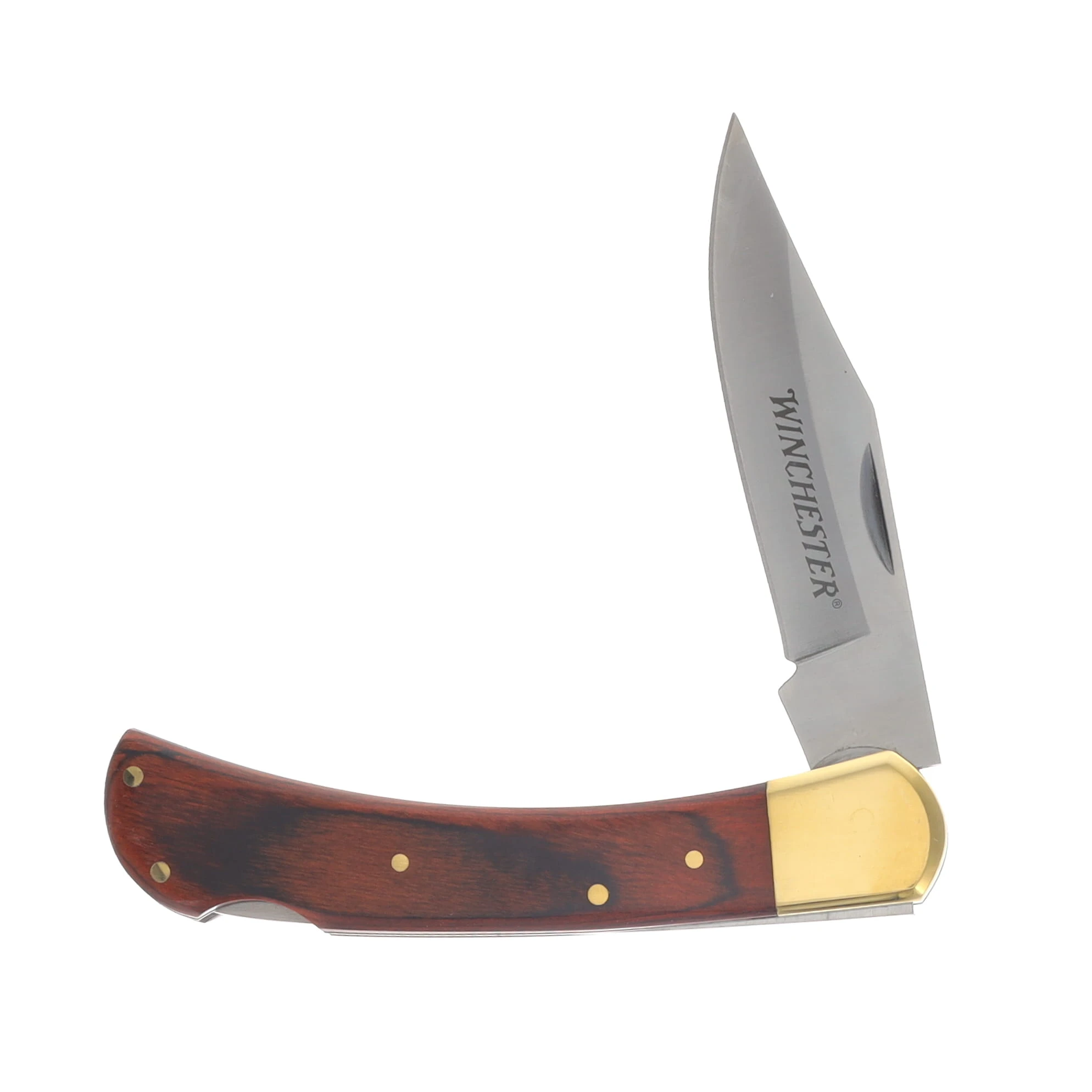 Winchester Large Lockback Folding Knife Brown Wood WN6220020W View 3