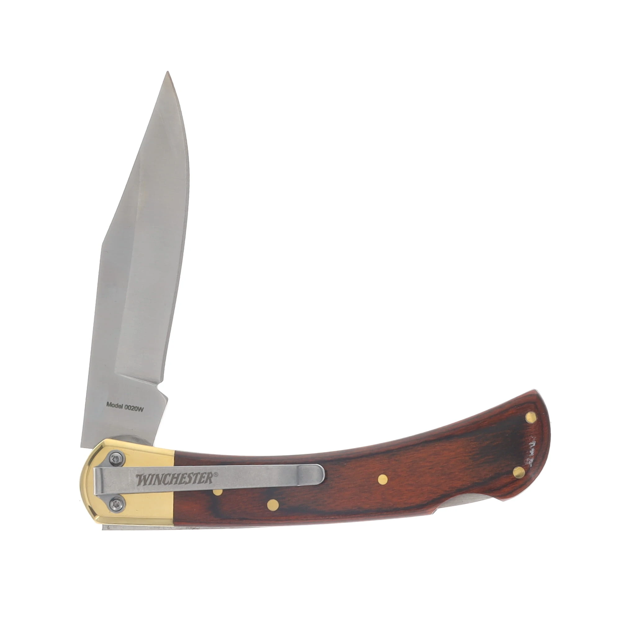 Winchester Large Lockback Folding Knife Brown Wood WN6220020W View 4